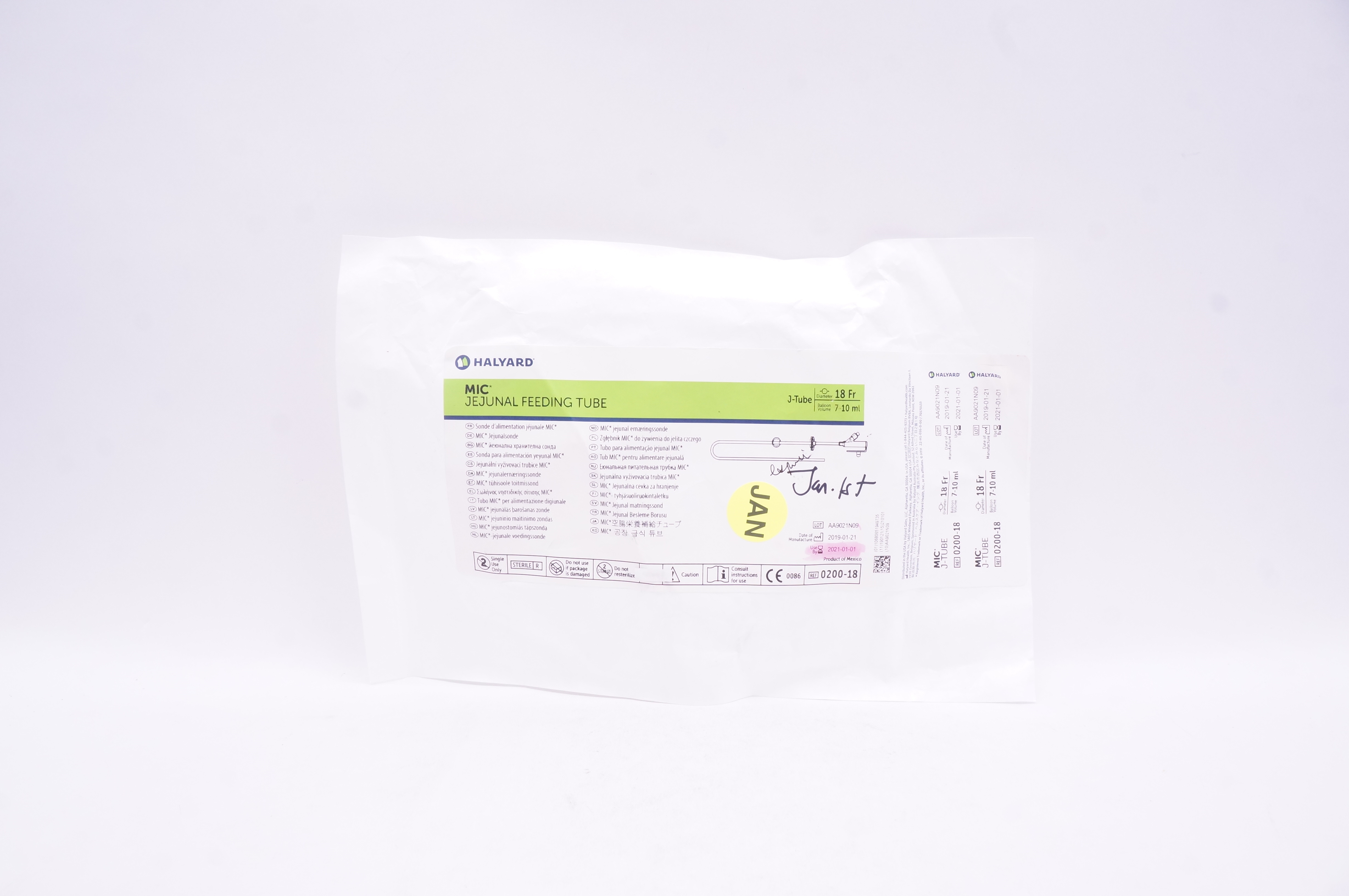 Halyard 0200-18 MIC Jejunal Feeding Tube, J-Tube 18Fr x 7-10 ml (x)