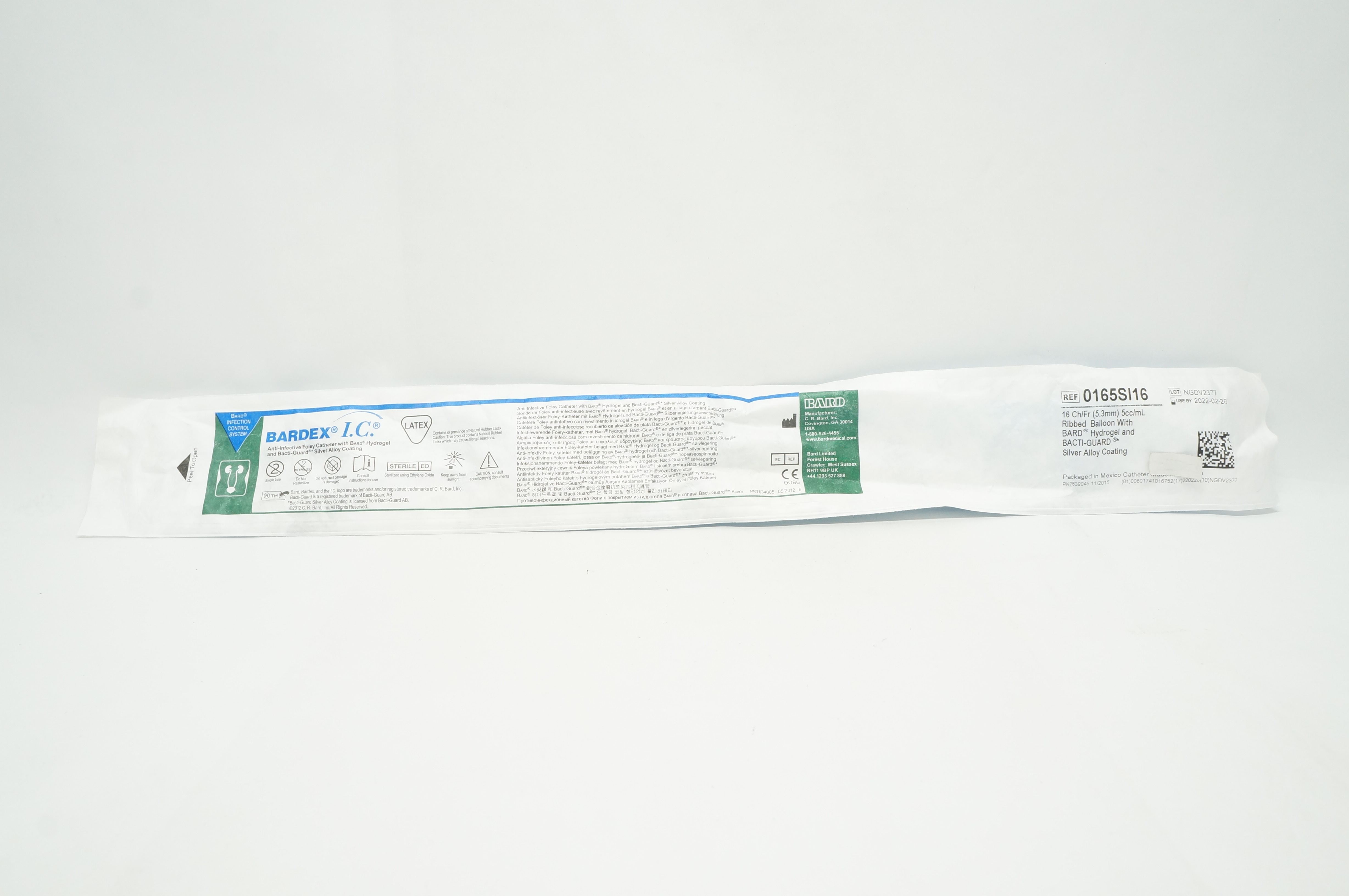 Bard 0165SI16 Bardex I.C. Anti-Infective Foley Cath. 16Ch./Fr. 5cc./mL.