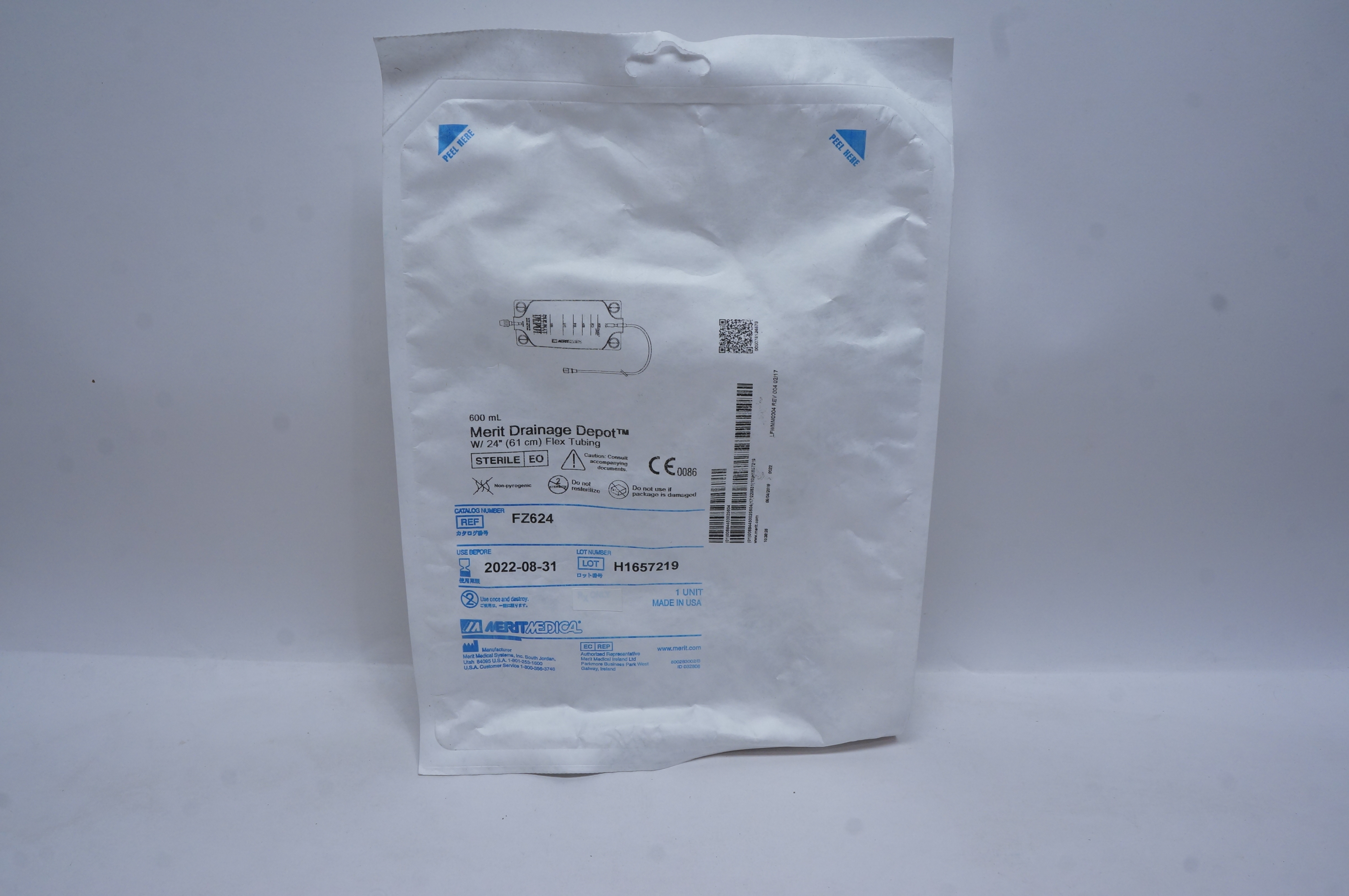 Merit Medical FZ624 Drainage Depot 600ml with 24inch Flex Tubing