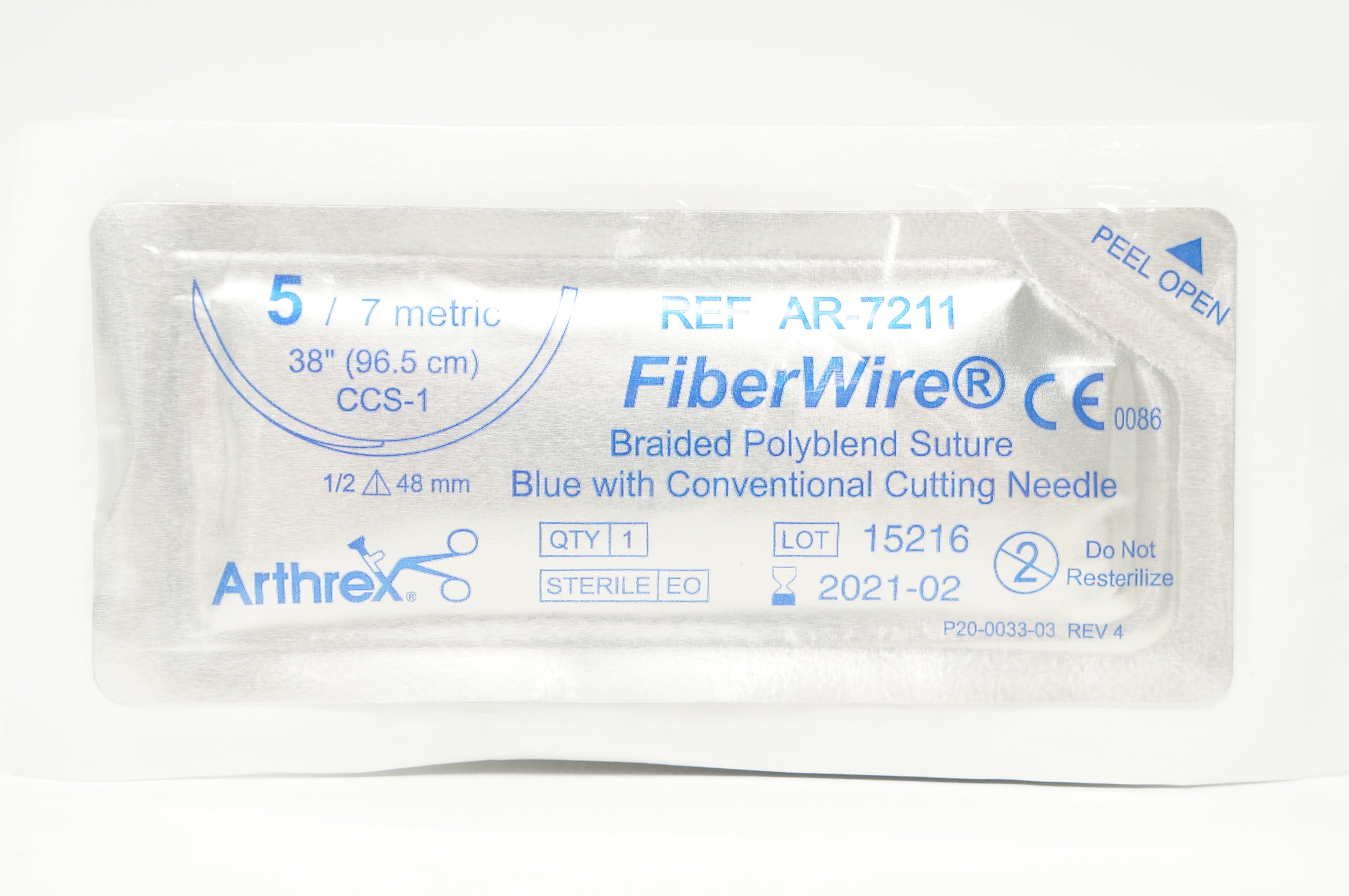 Arthrex AR-7211 5 FiberWire Braided Polyblend CCS-1 1/2c 48mm, 38 inch (x)