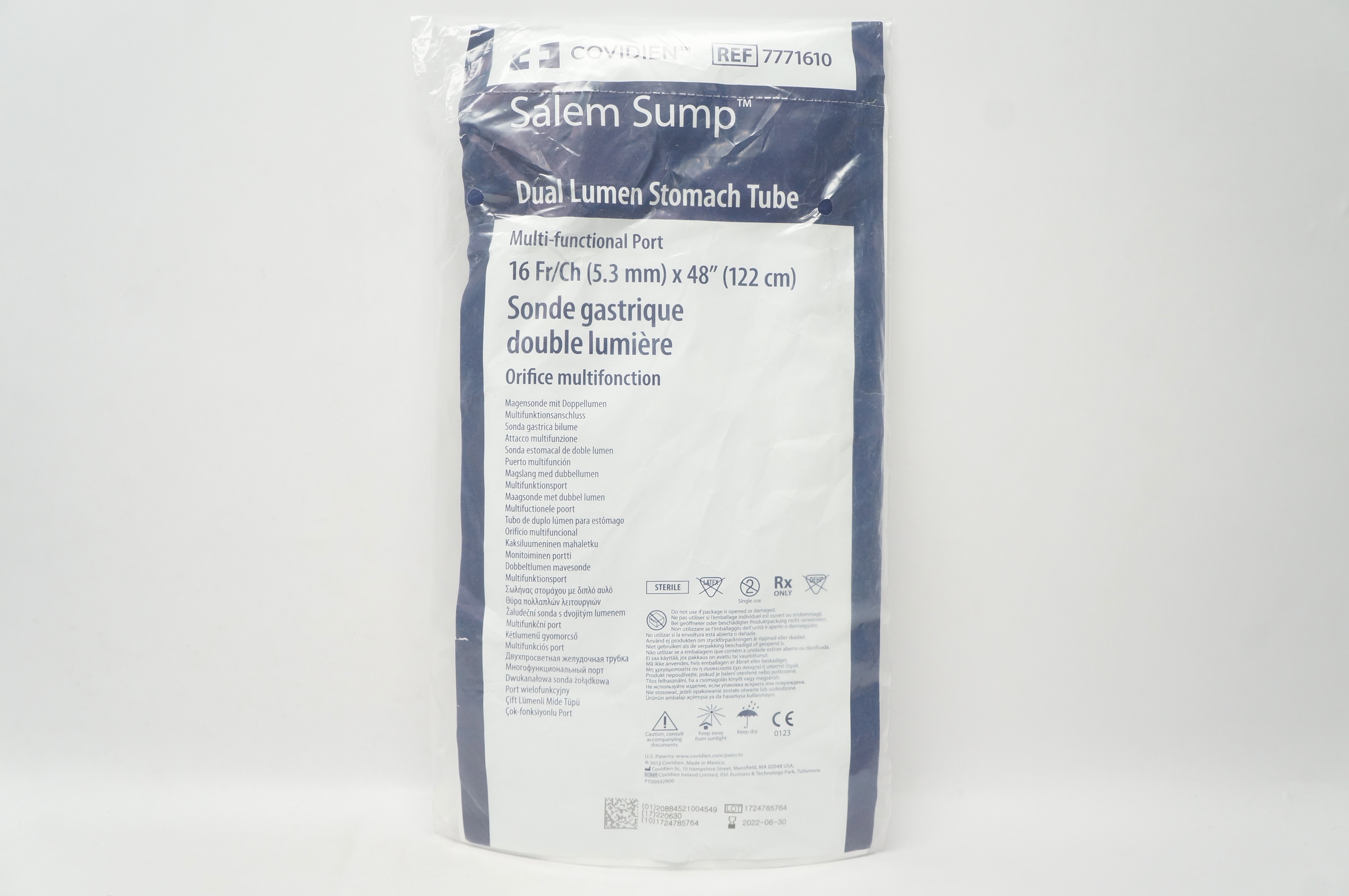 Covidien 7771610 Salem Sump Dual Lumen Stomach Tube 16Fr x 48inch (x)
