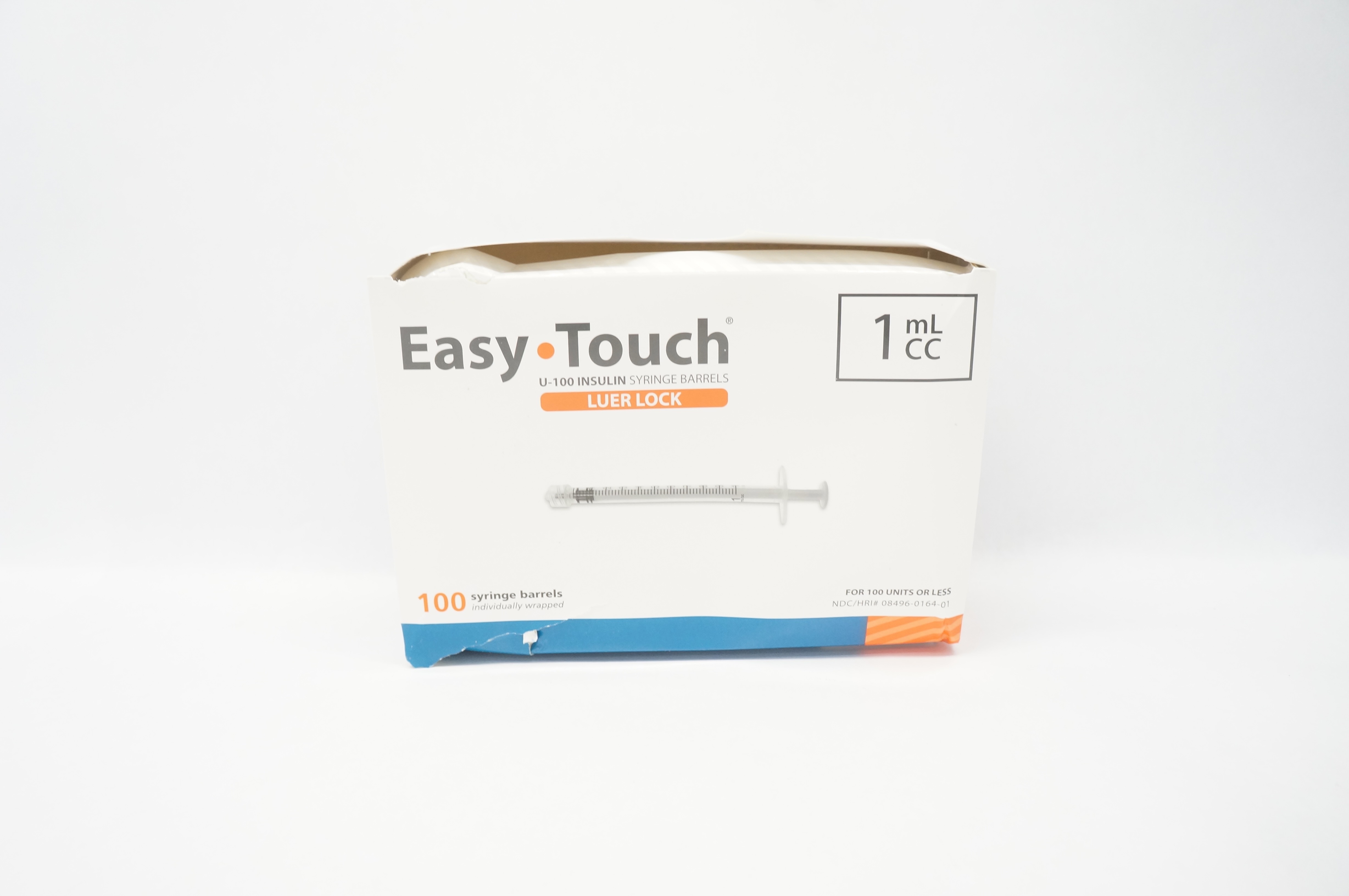 MHC Medical 802015 Easy Touch Luer Lock Insulin Syringe Barrels 1mL Mhc medical 802015 easy touch luer lock insulin syringe barrels 1ml