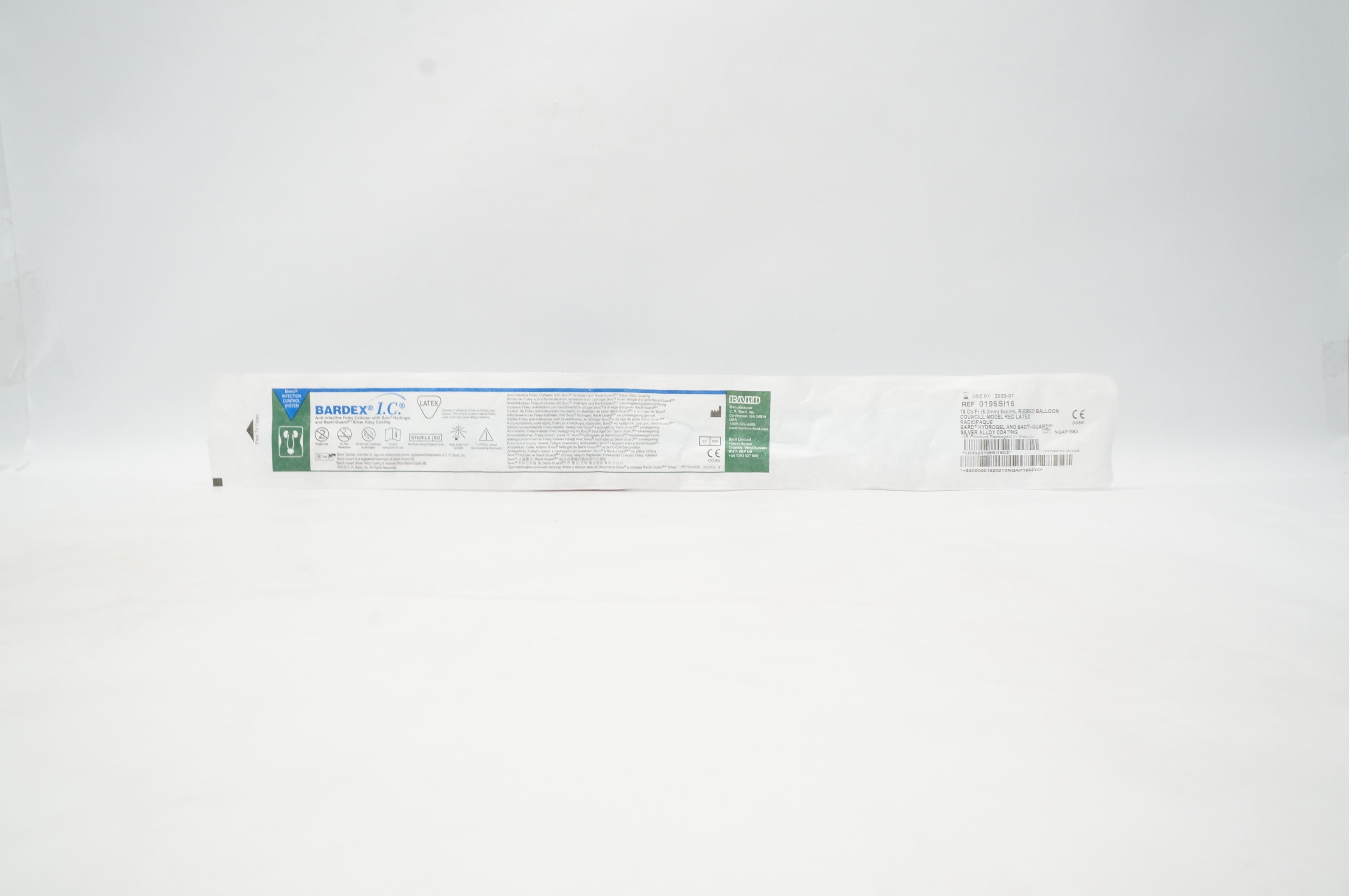 Bard 0196SI16 Bardex I.C. Anti-Infective Foley Cath.16 Ch/Fr x 5cc/mL Balloon(x)