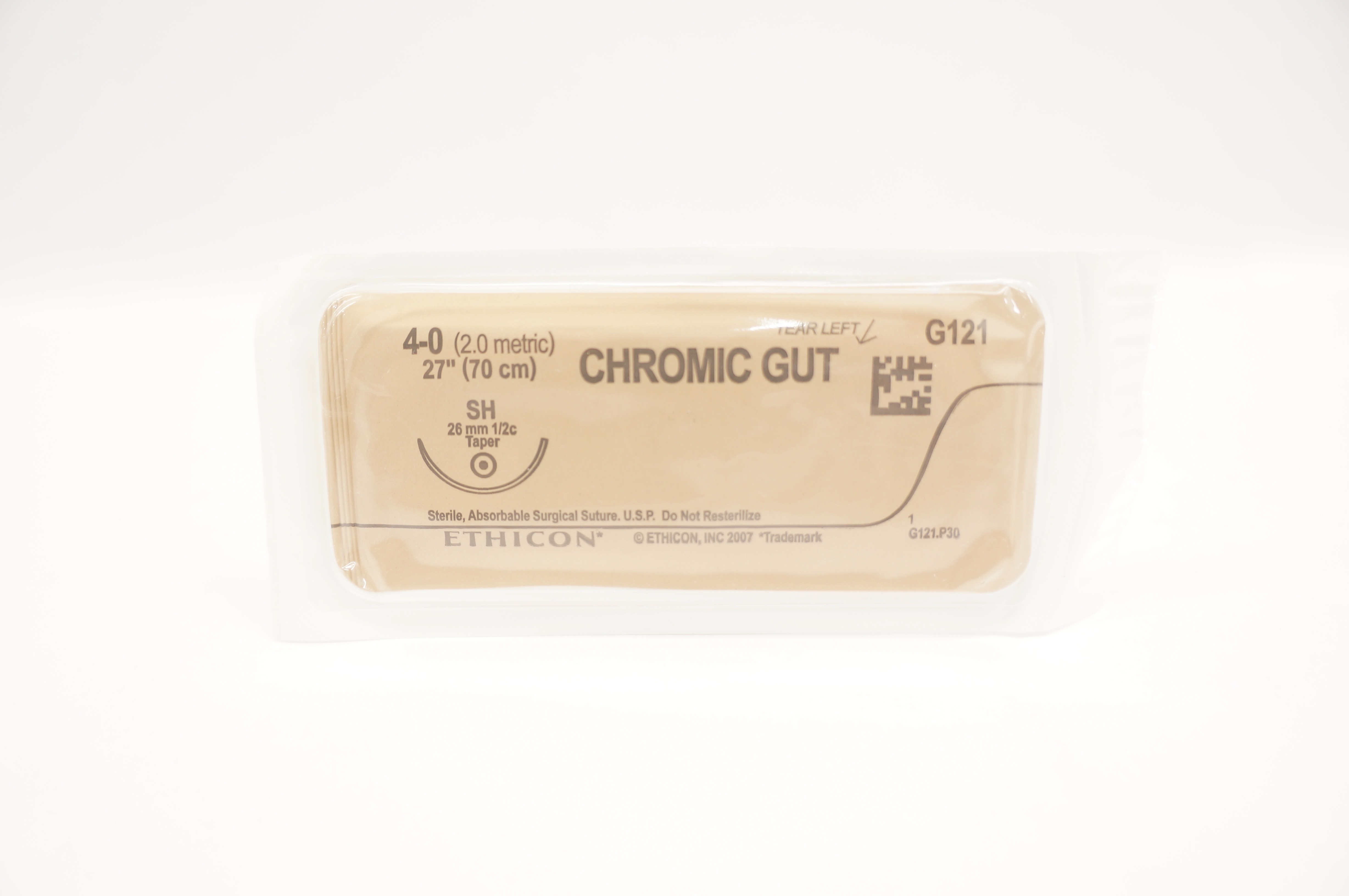 Ethicon G121 4-0 CHROMIC GUT, SH, 26mm 1/2c Taper, 27inch