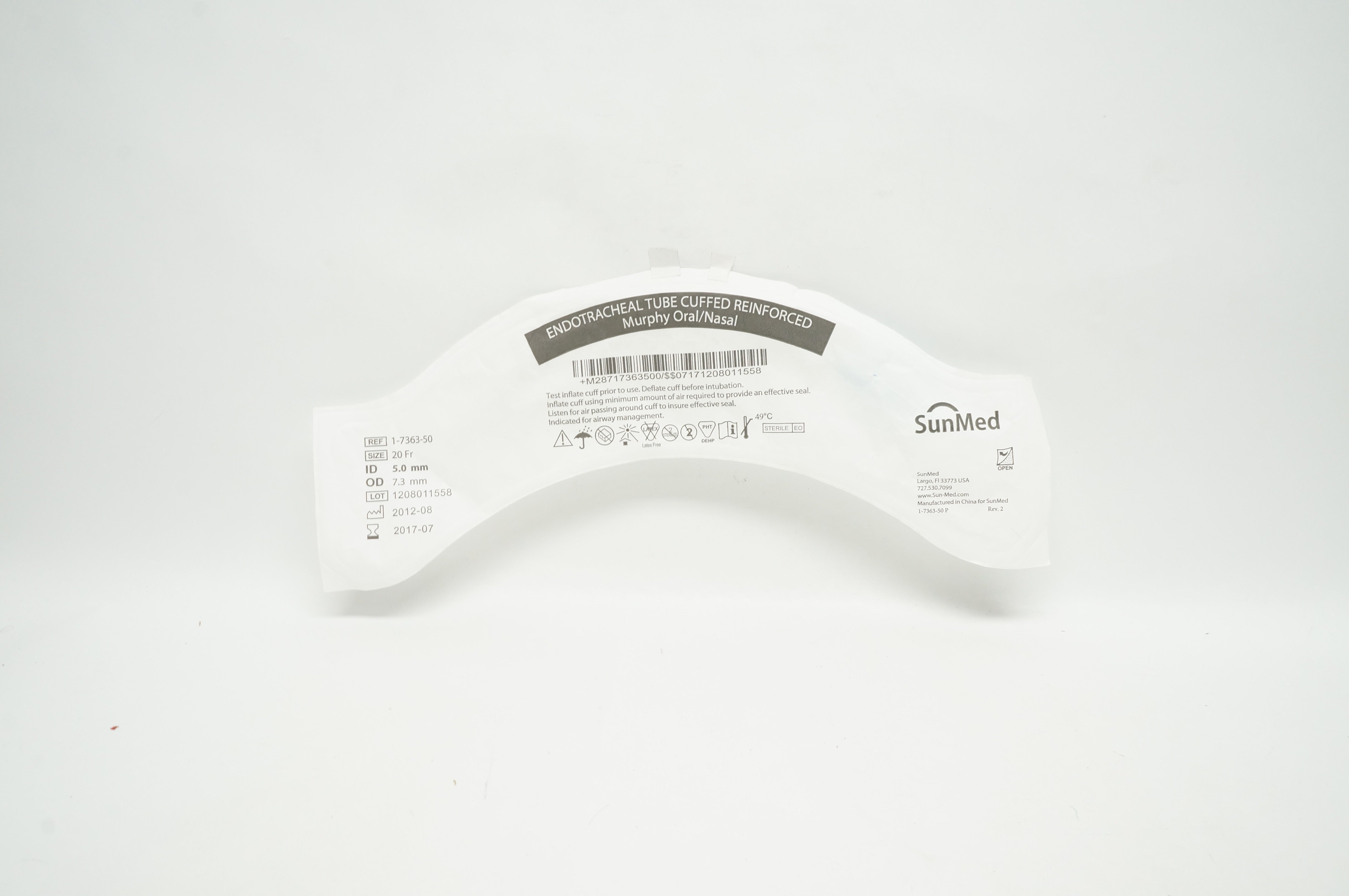 SunMed 1-7363-50 Endotracheal Tube Cuffed Oral/Nasal 20Fr x 5.0 ID x 7.3mm OD(x)