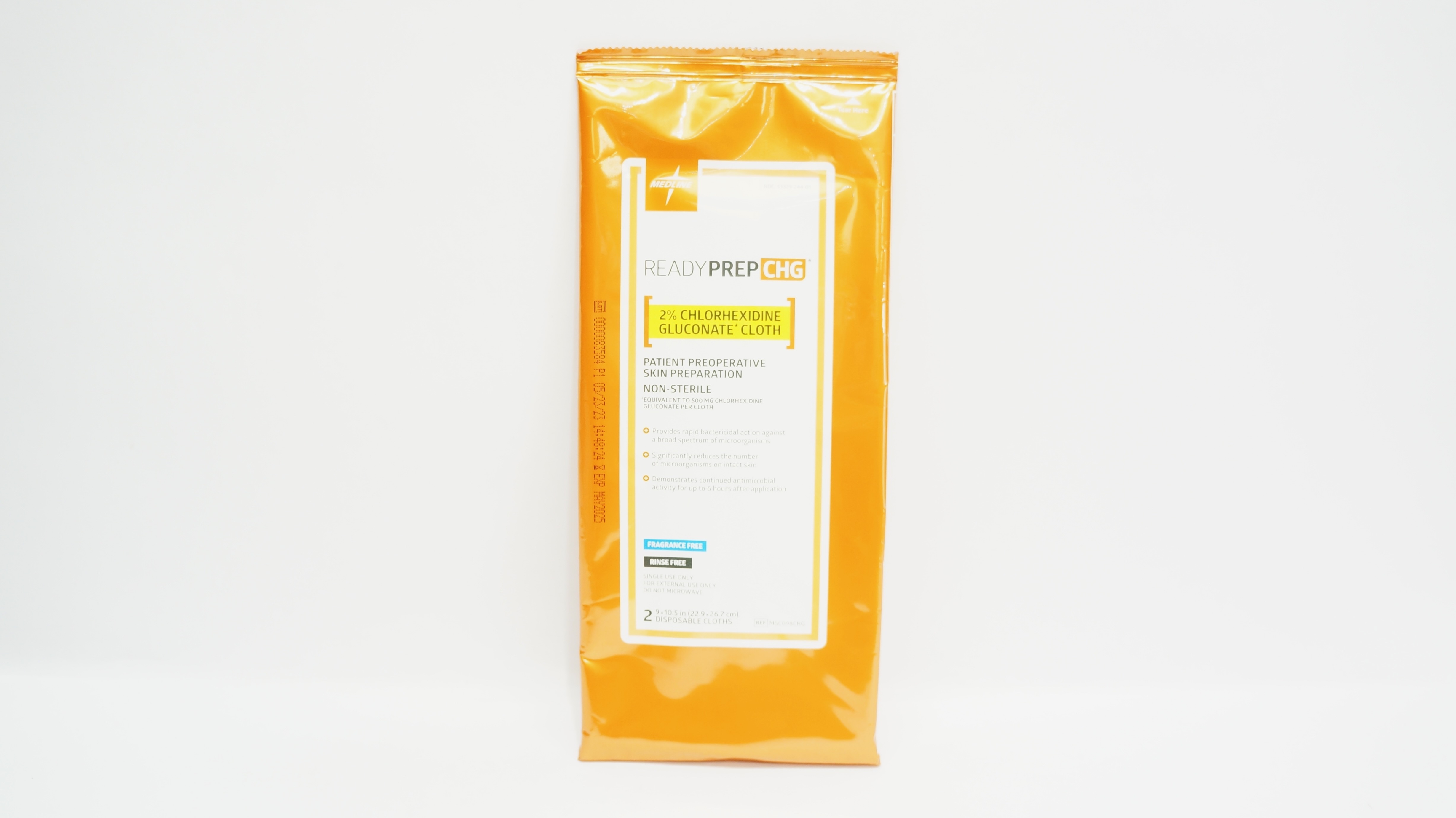 Medline MSC098CHG ReadyPrep 2% CHG Disposable Cloths 9 x 10.5inch - Pack of 2