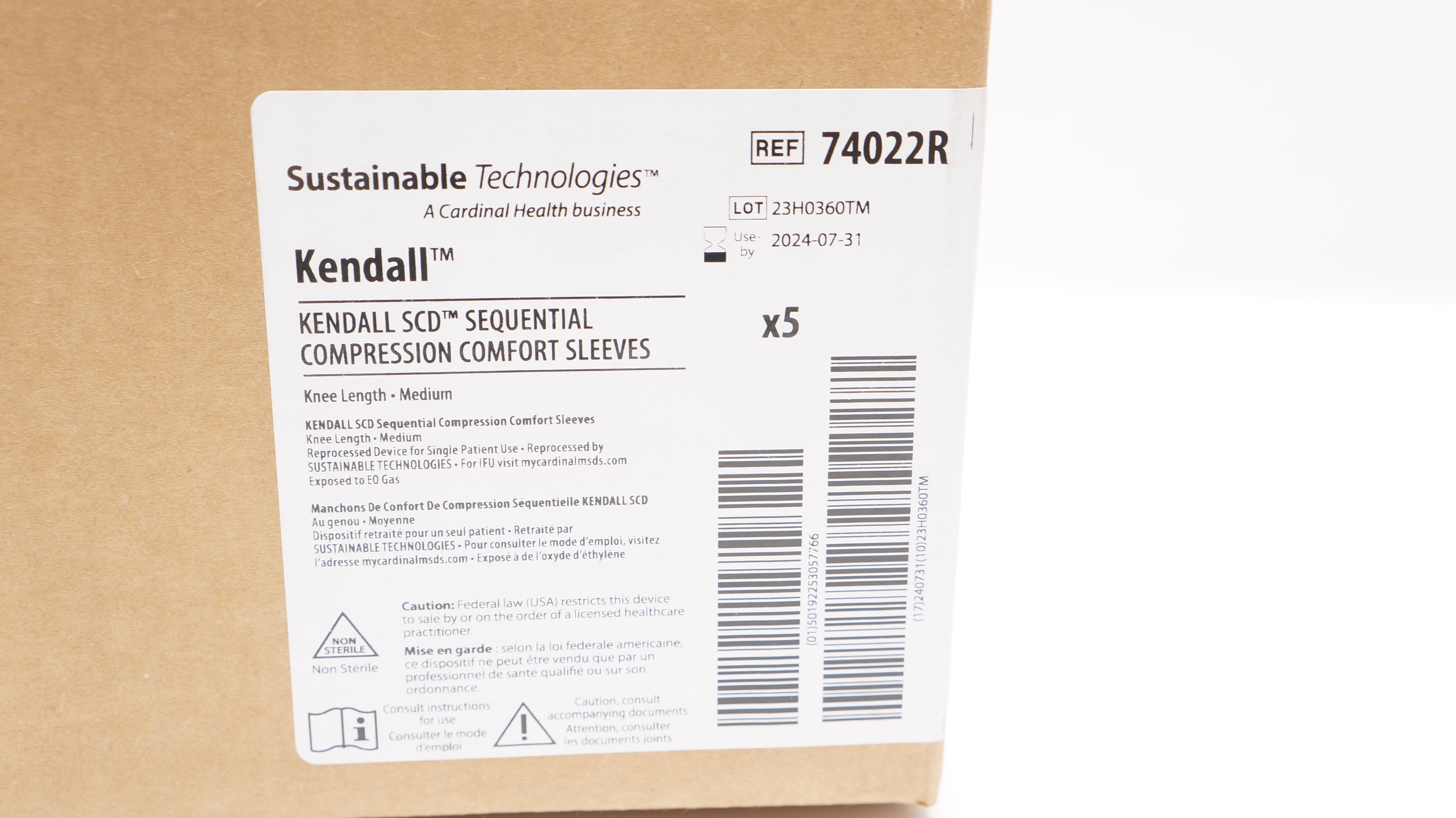 Cardinal Health 74022R Kendall Sequential Compression Comfort Sleeves - Box of 5