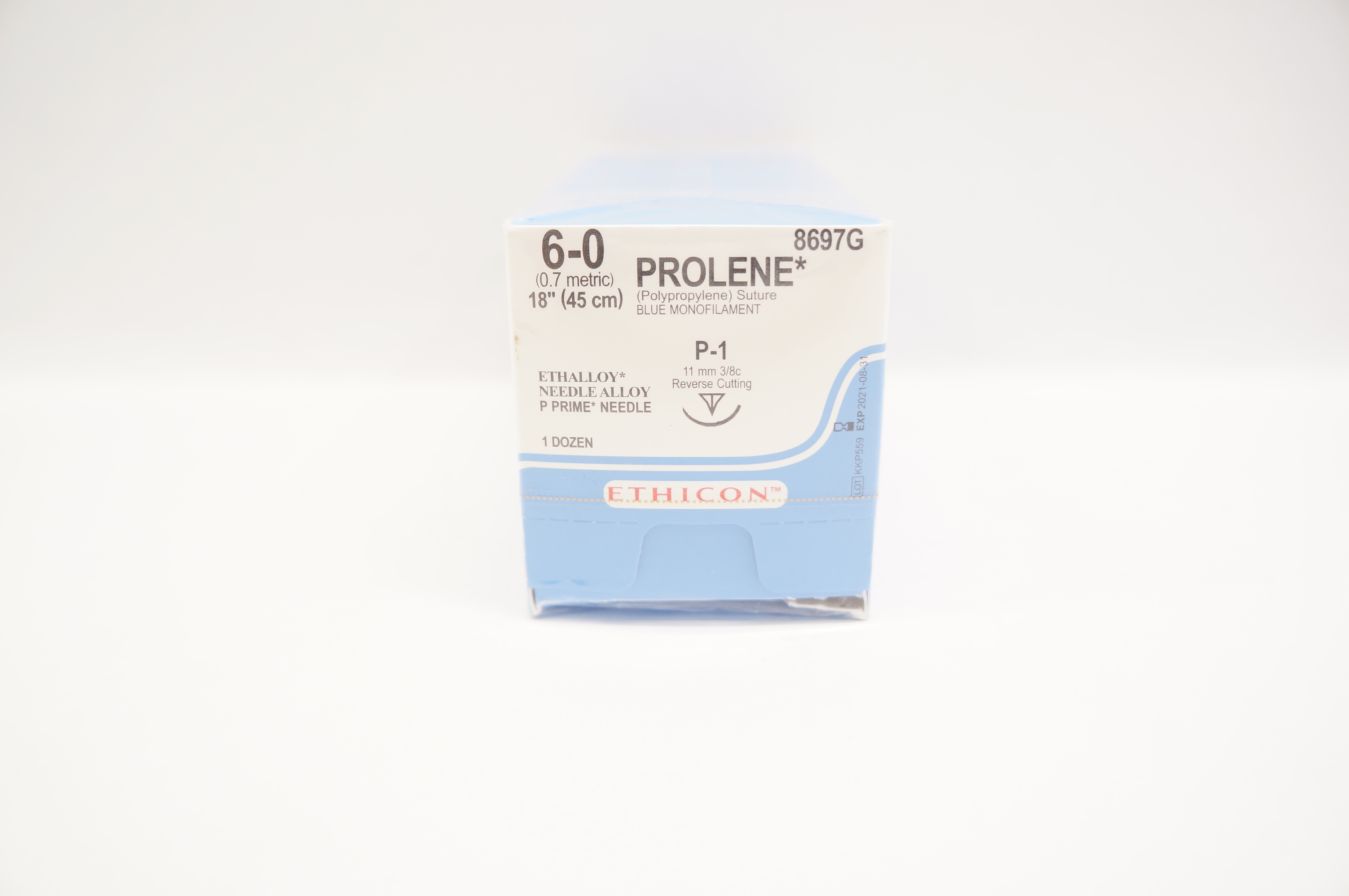 Ethicon 8697G 6-0 PROLENE P-1 11mm 3/8c Reverse Cutting 18inch - Box of 12 (x)