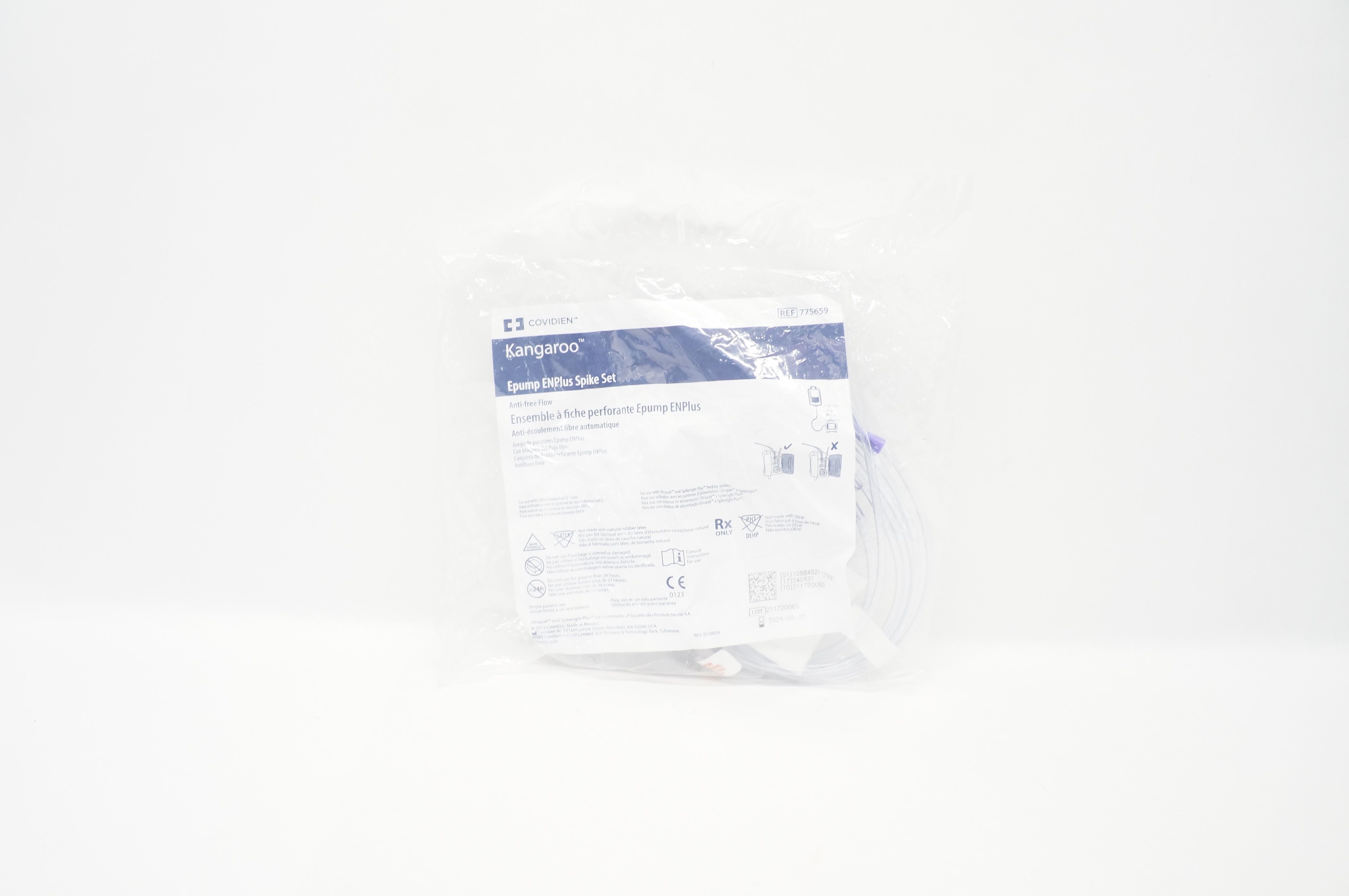 Covidien 775659 Kangaroo Epump ENPlus Spike Set Anti-Free Flow