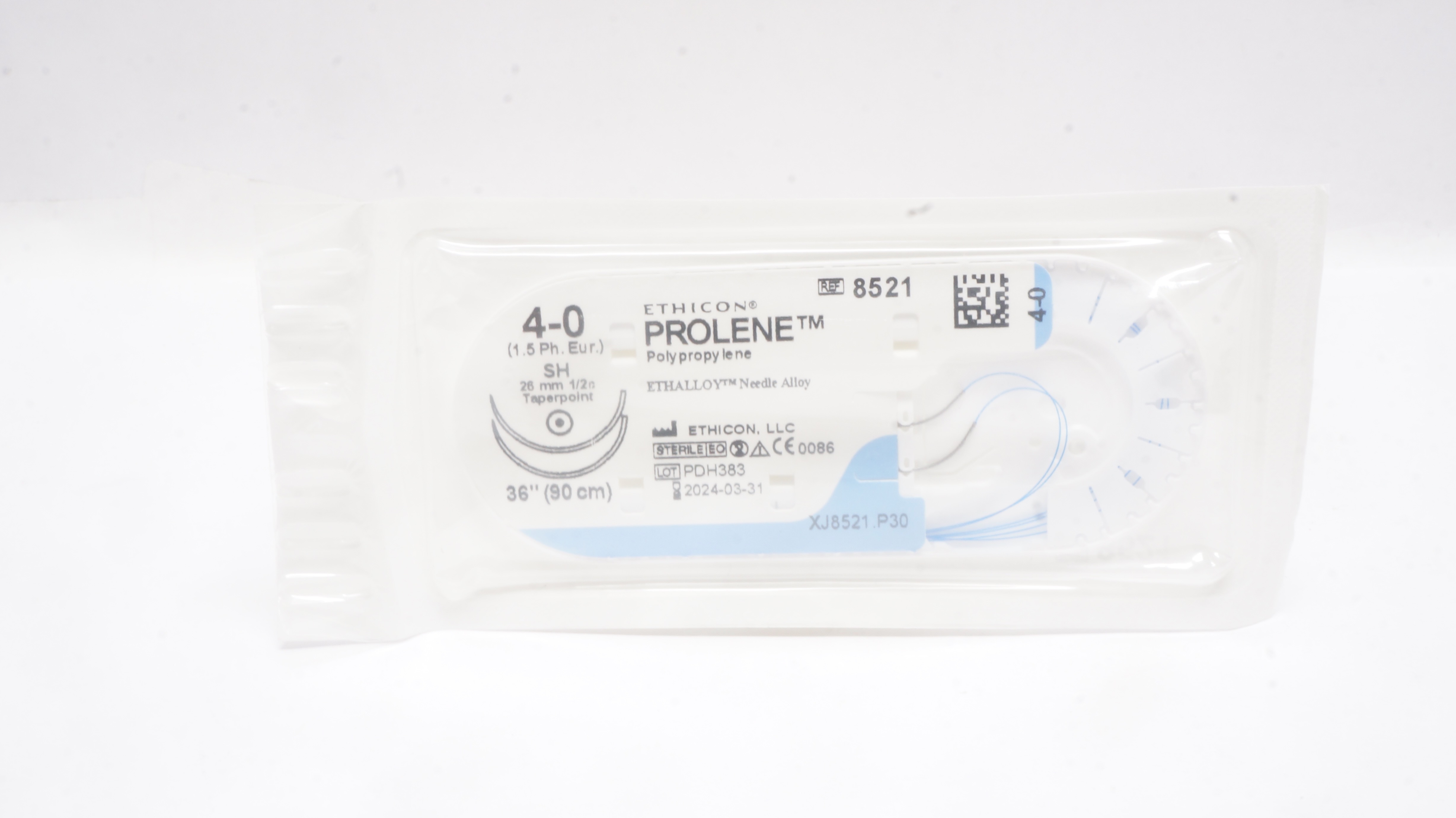 Ethicon 8521 4-0 Prolene Polypropylene Stre SH 26mm 1/2c Taperpoint 36 inch