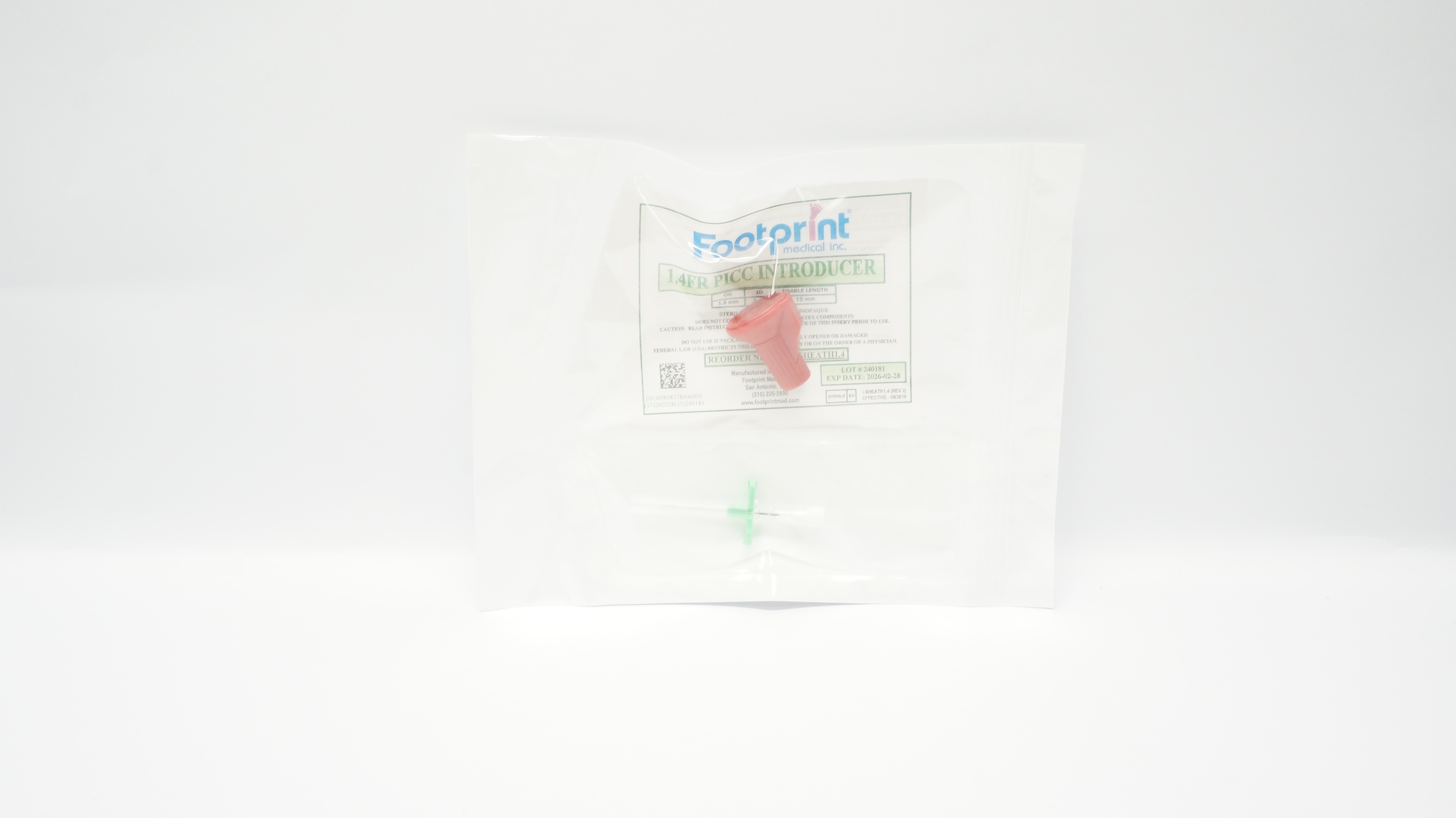 Footprint SHEATH1.4  PICC Introducer 1.4Fr x 1.0 mm x 0.5 mm x 19 mm