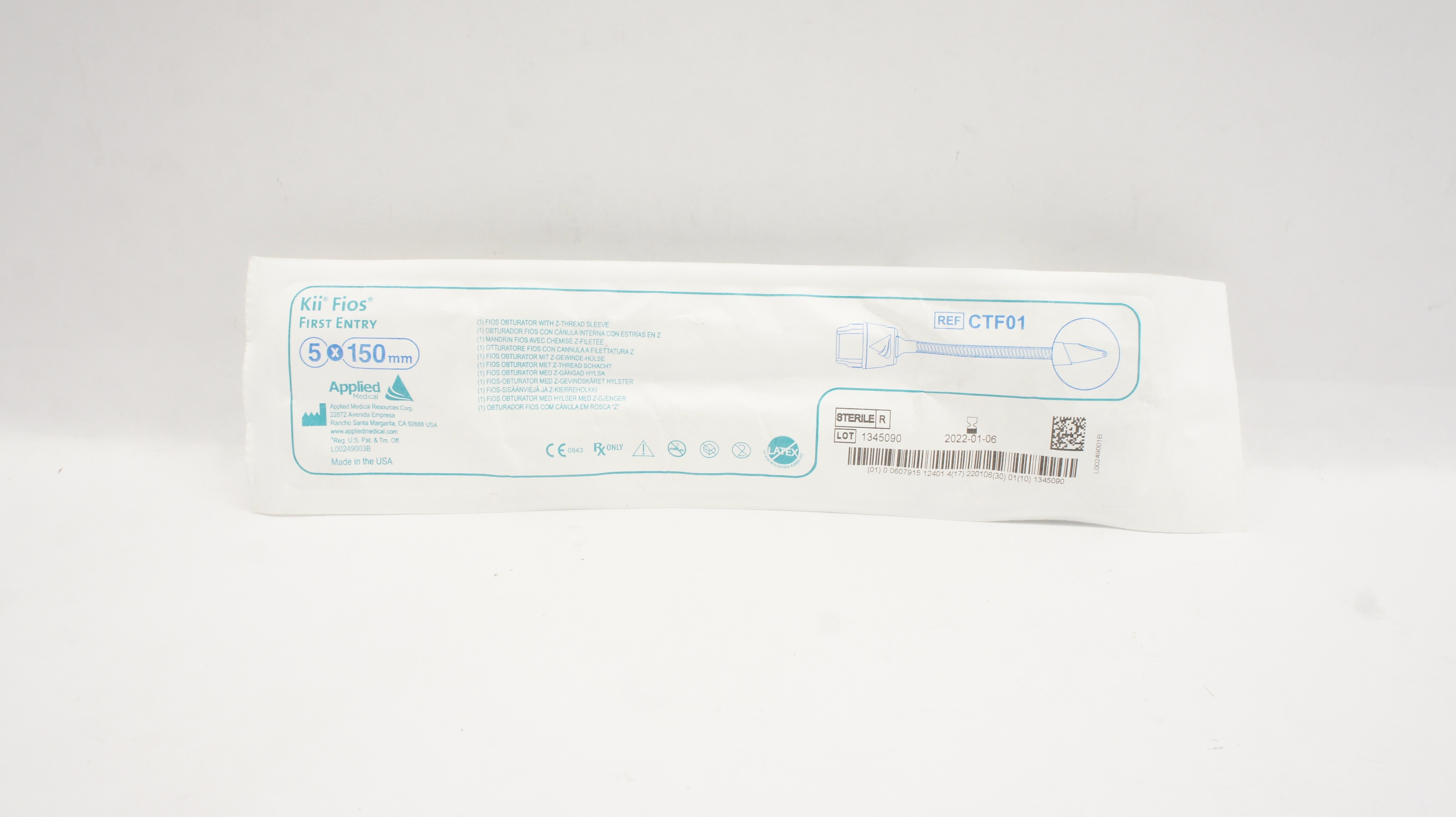 Applied Medical CTF01 Fios Obturator with Z-thread Sleeve 5mm x 150mm (x)