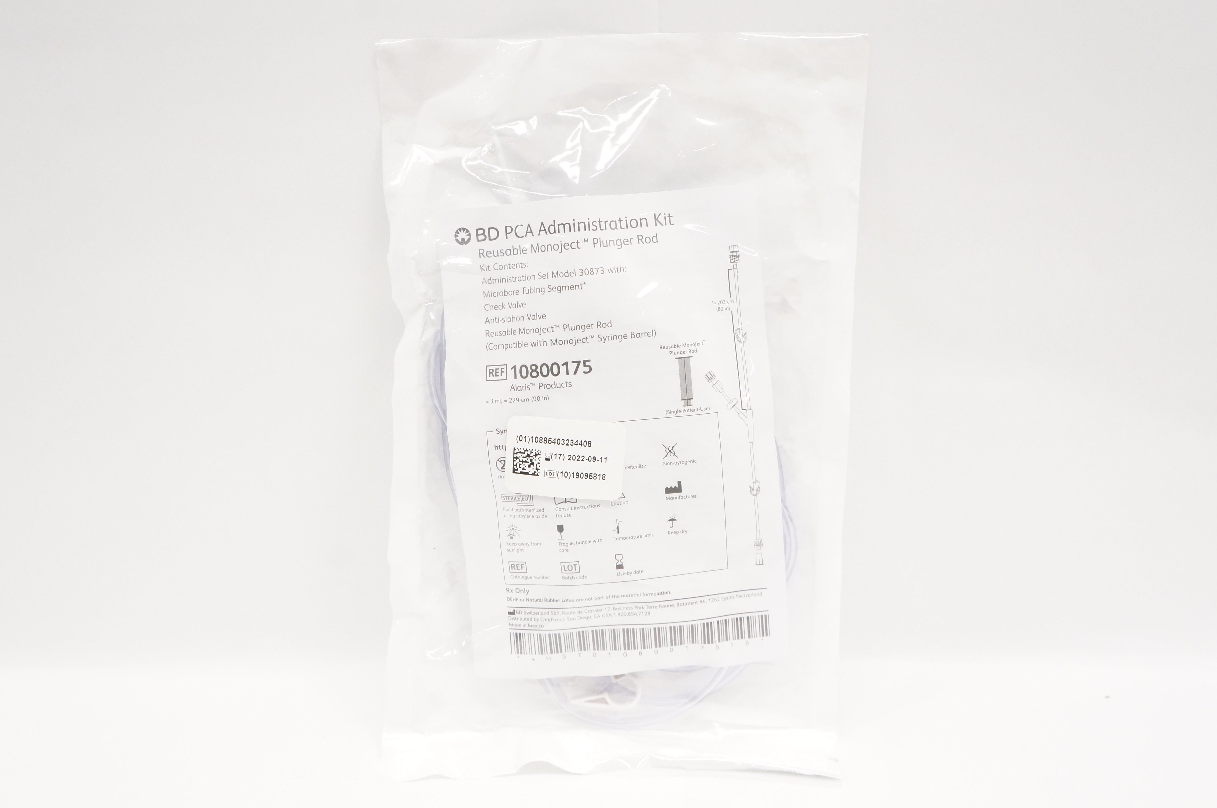 BD 10800175 PCA Administration Kit Reusable Monoject Plunger Rod 3ml x 90inch(x)