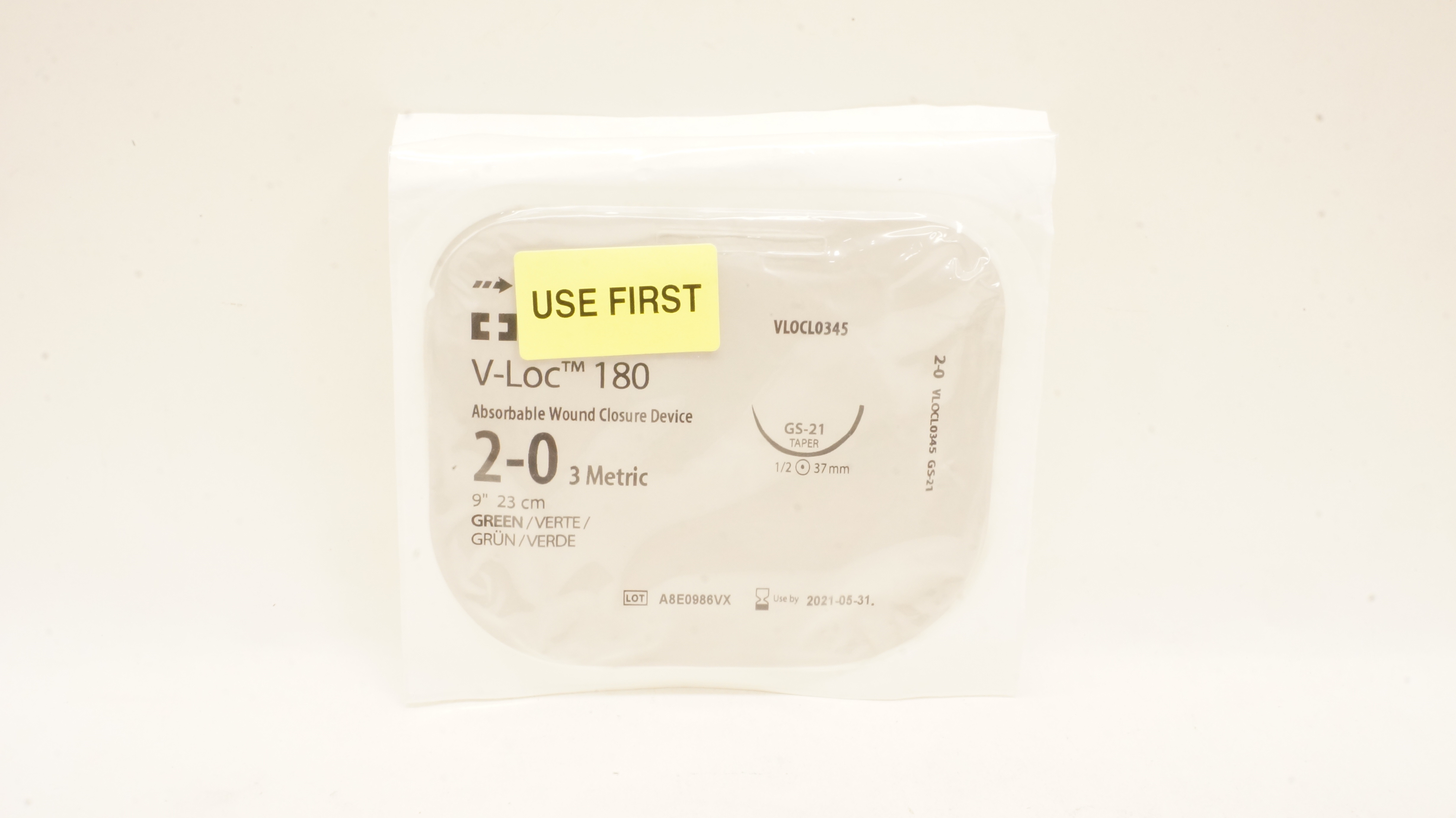 Covidien VLOCL0345 20 VLoc 180 Wound Closure GS21 1/2 37mm Taper