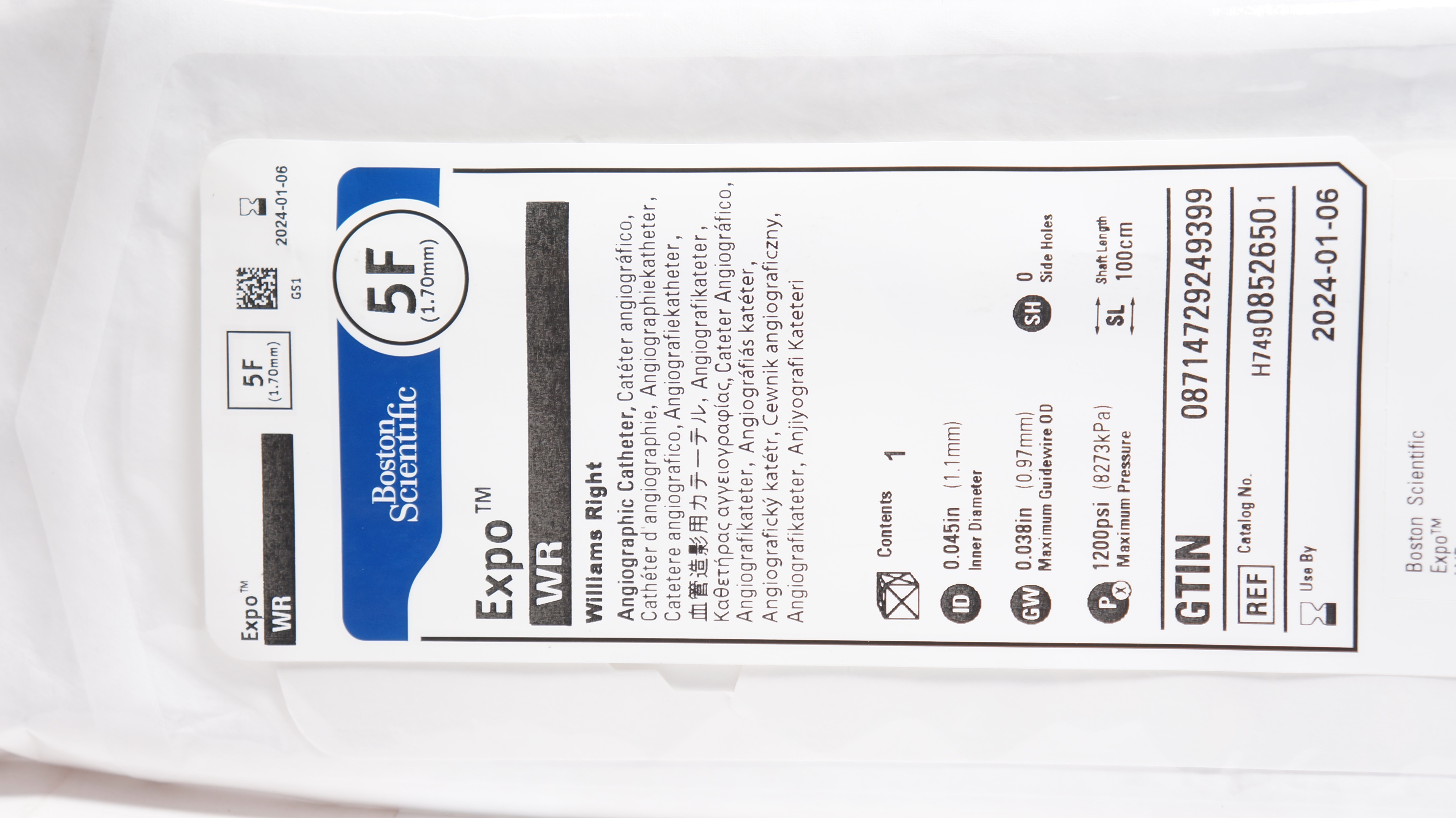 Boston Scientific H74908526501 Expo Williams Right Angiographic Cath