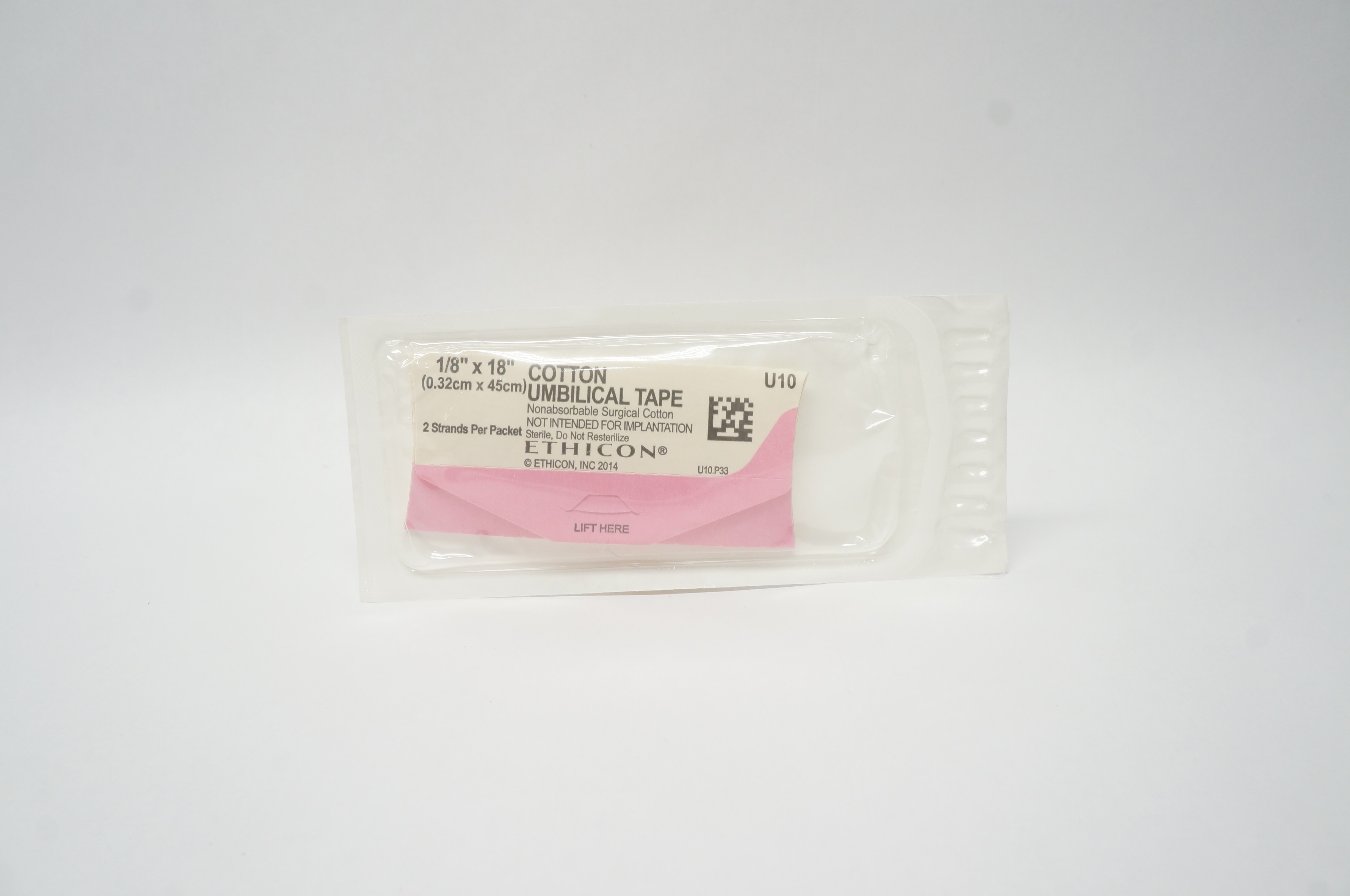 Ethicon U10 Cotton Umbilical Tape 1/8inch x 18inch