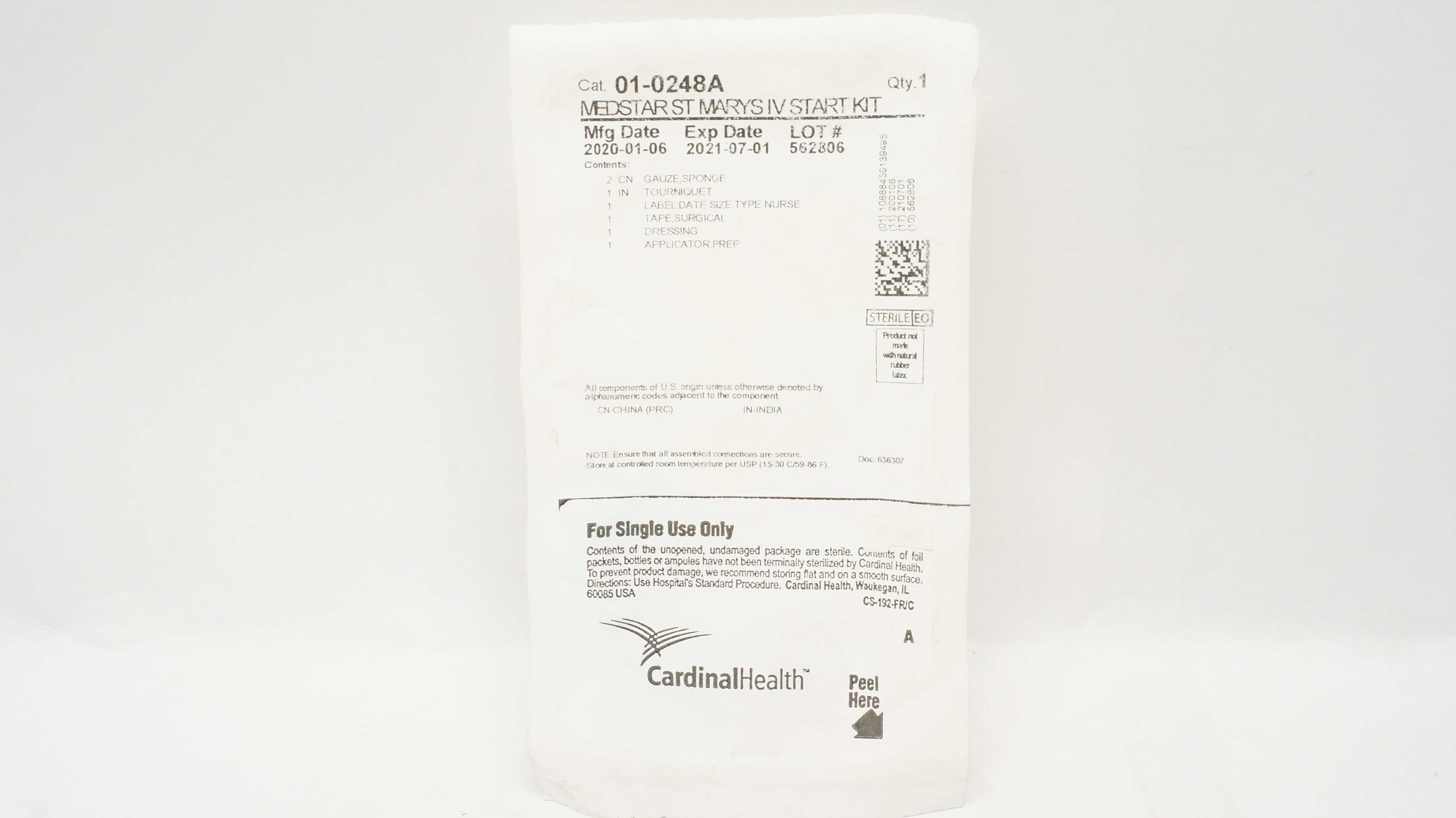 Cardinal Health 01-0248A Medstar ST Marys IV Start Kit (x)