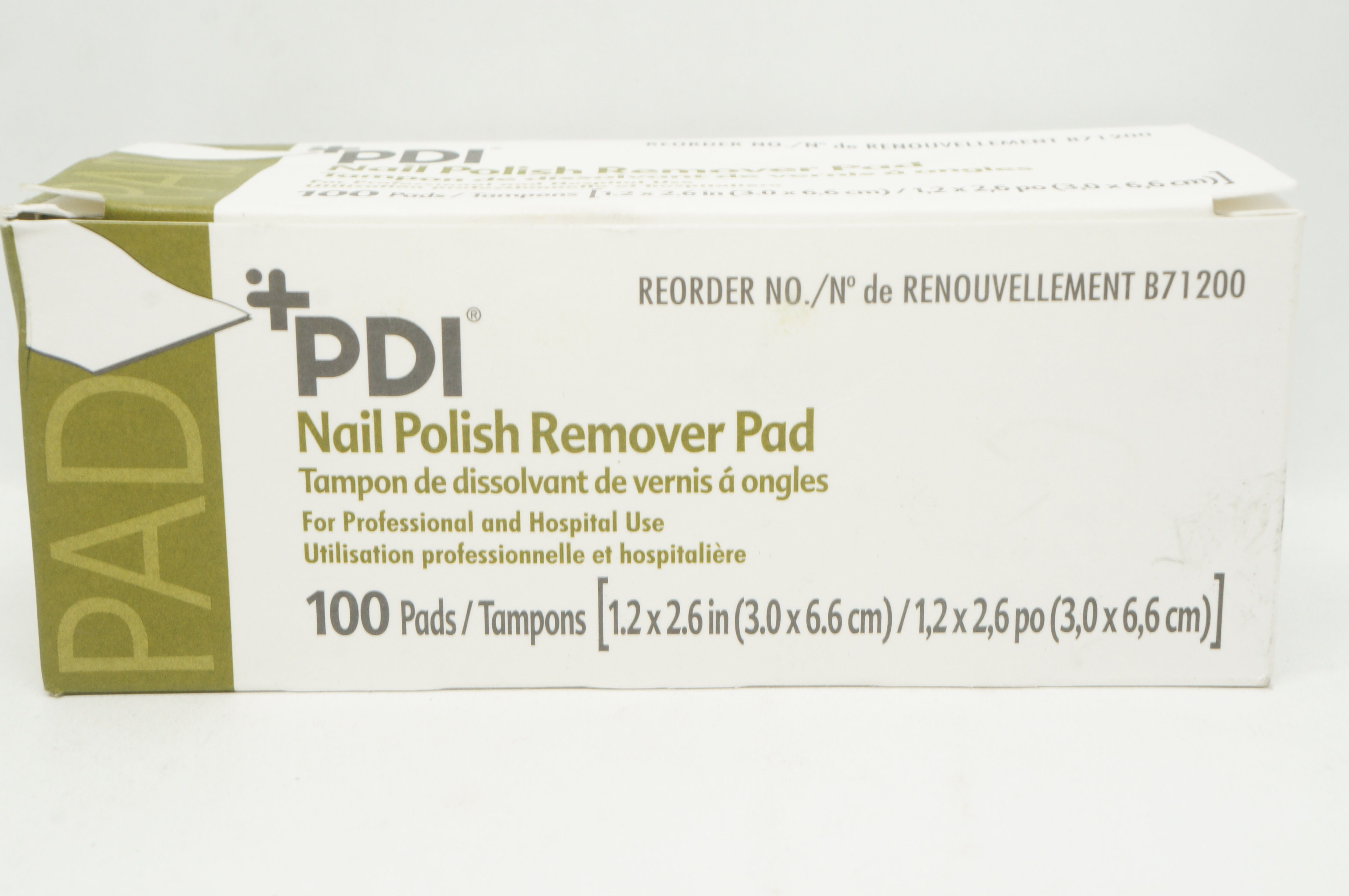 PDI B71200 Nail Polish Removal Pad 1.2inch x 2.6inch - Box of 100