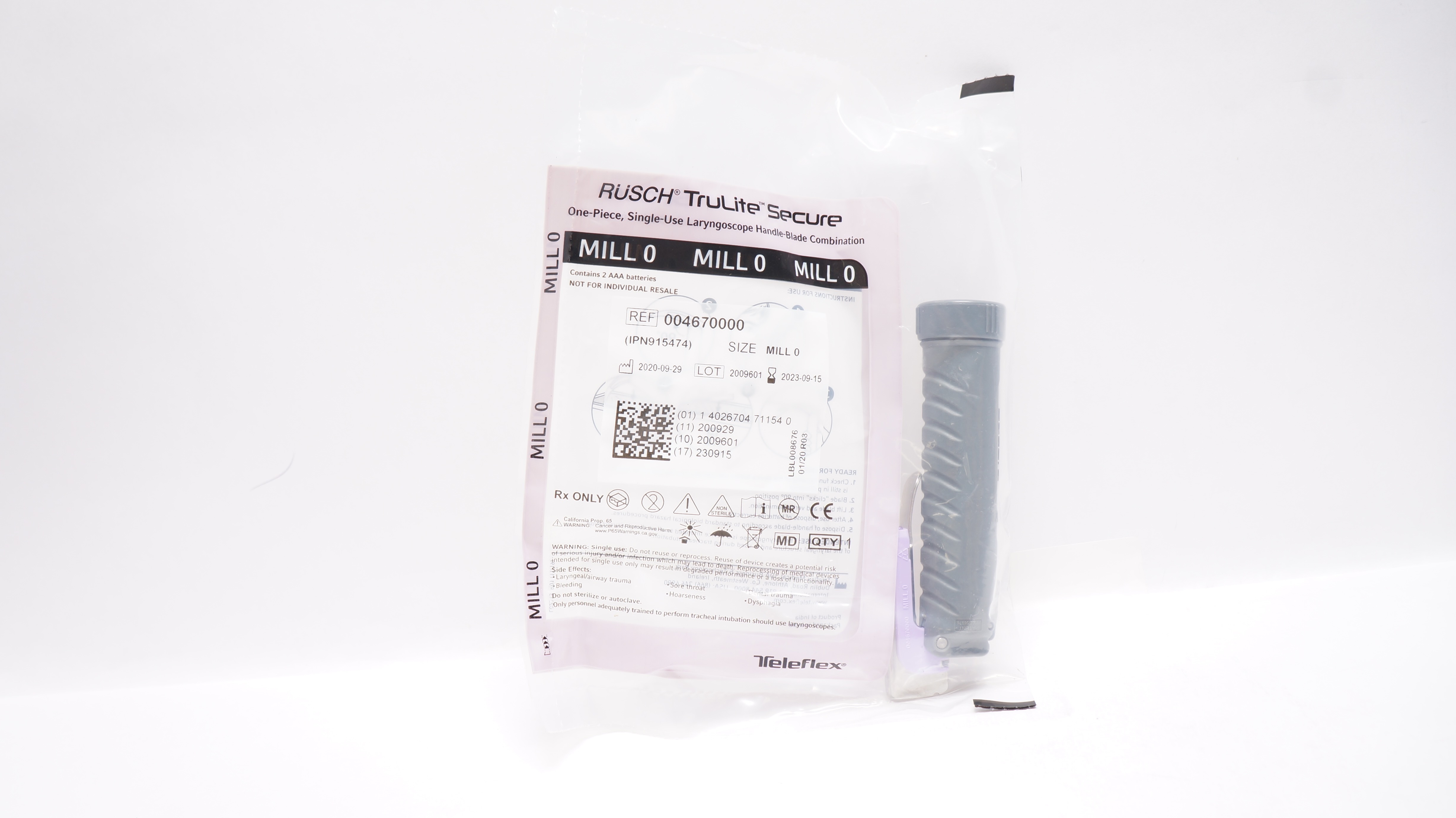Teleflex 004670000 Rusch TruLite Secure Laryngoscope Handle-Blade, Mill 0 (x)