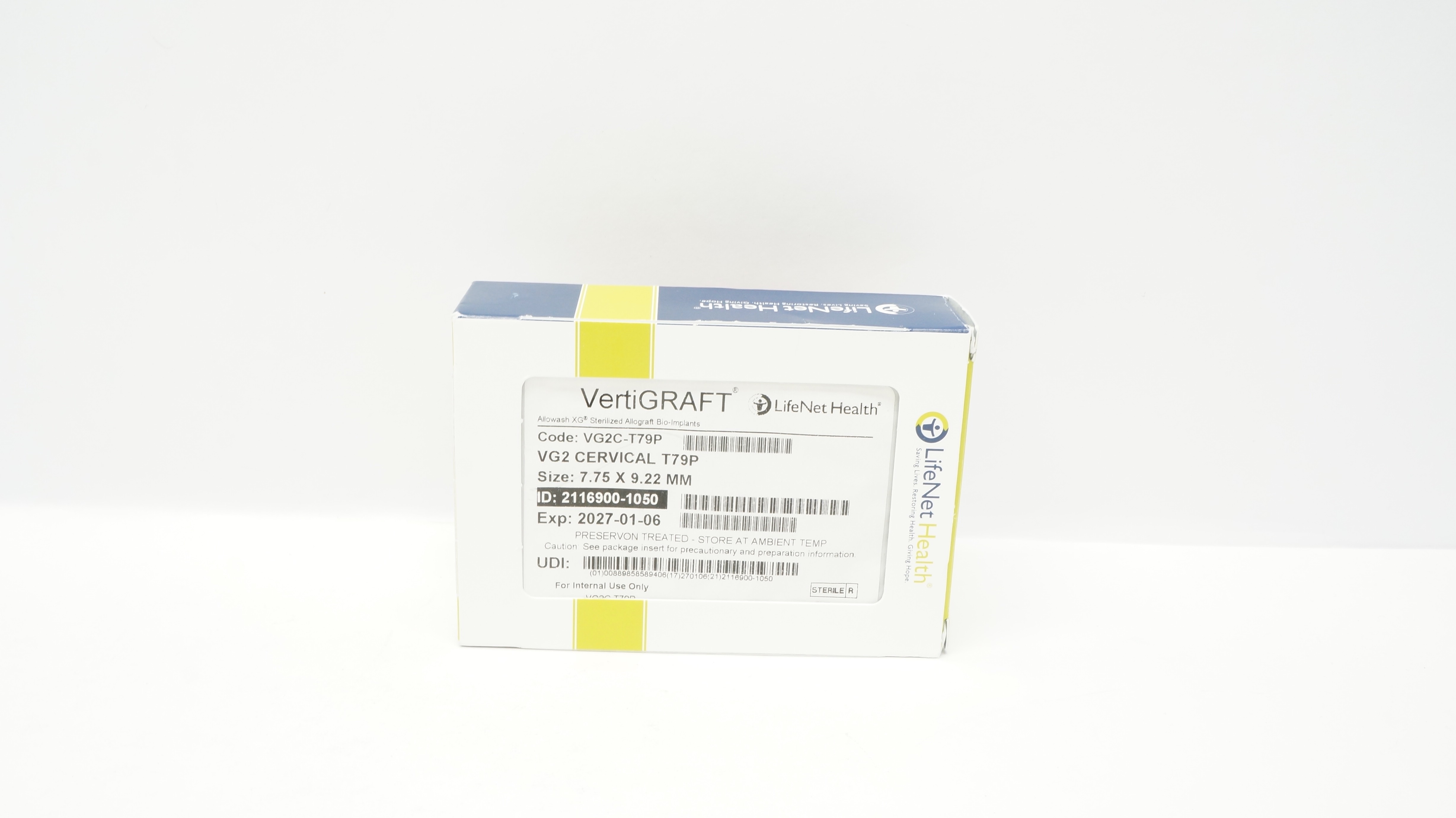 LifeNet Health VG2C-T79P VertiGRAFT Allowsh Bio-Implants 7.75 x 9.22mm