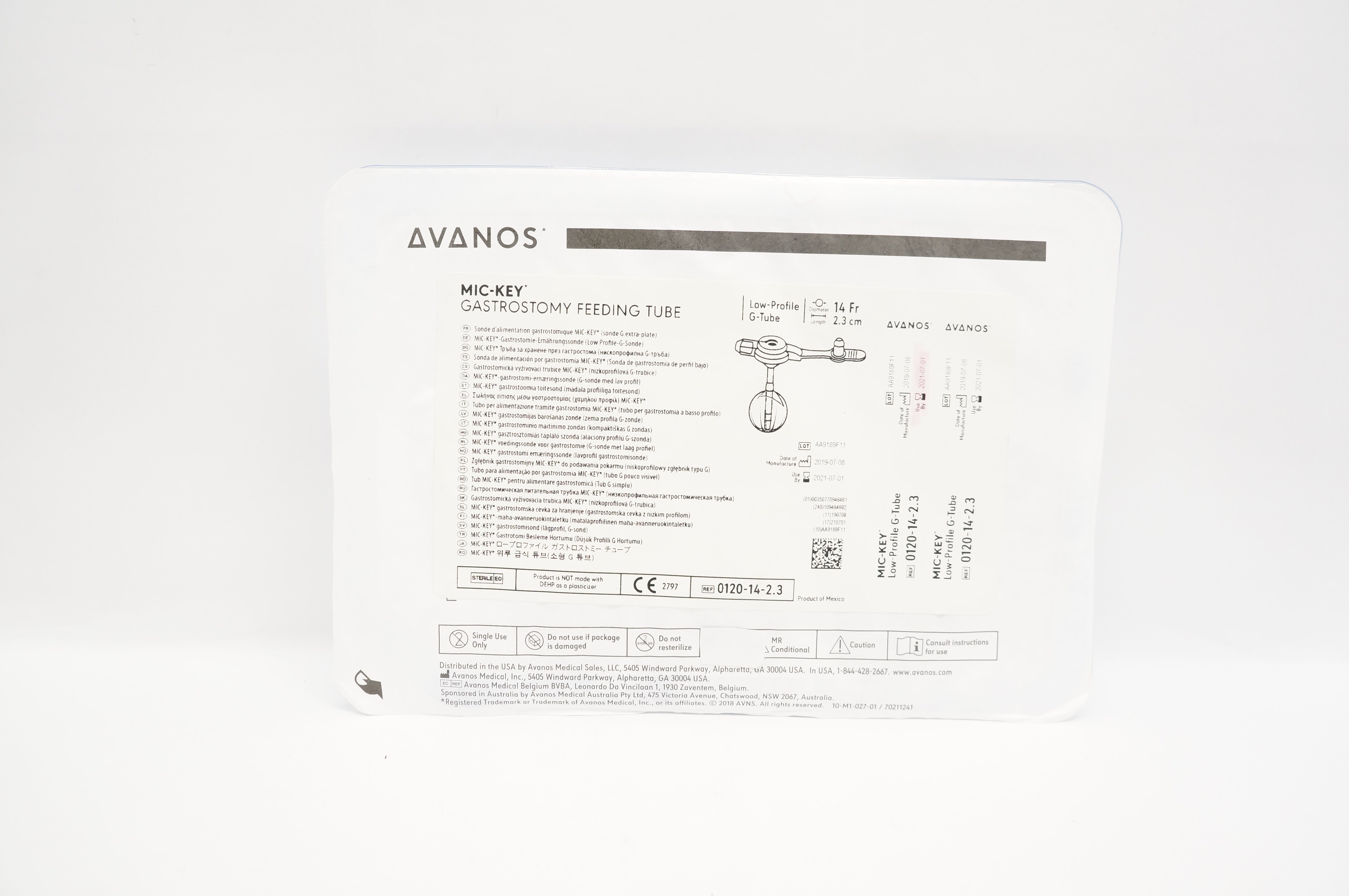 Avanos 0120142.3 MICKEY Gastrostomy Feeding Tube 14Fr x 2.3 cm (x)