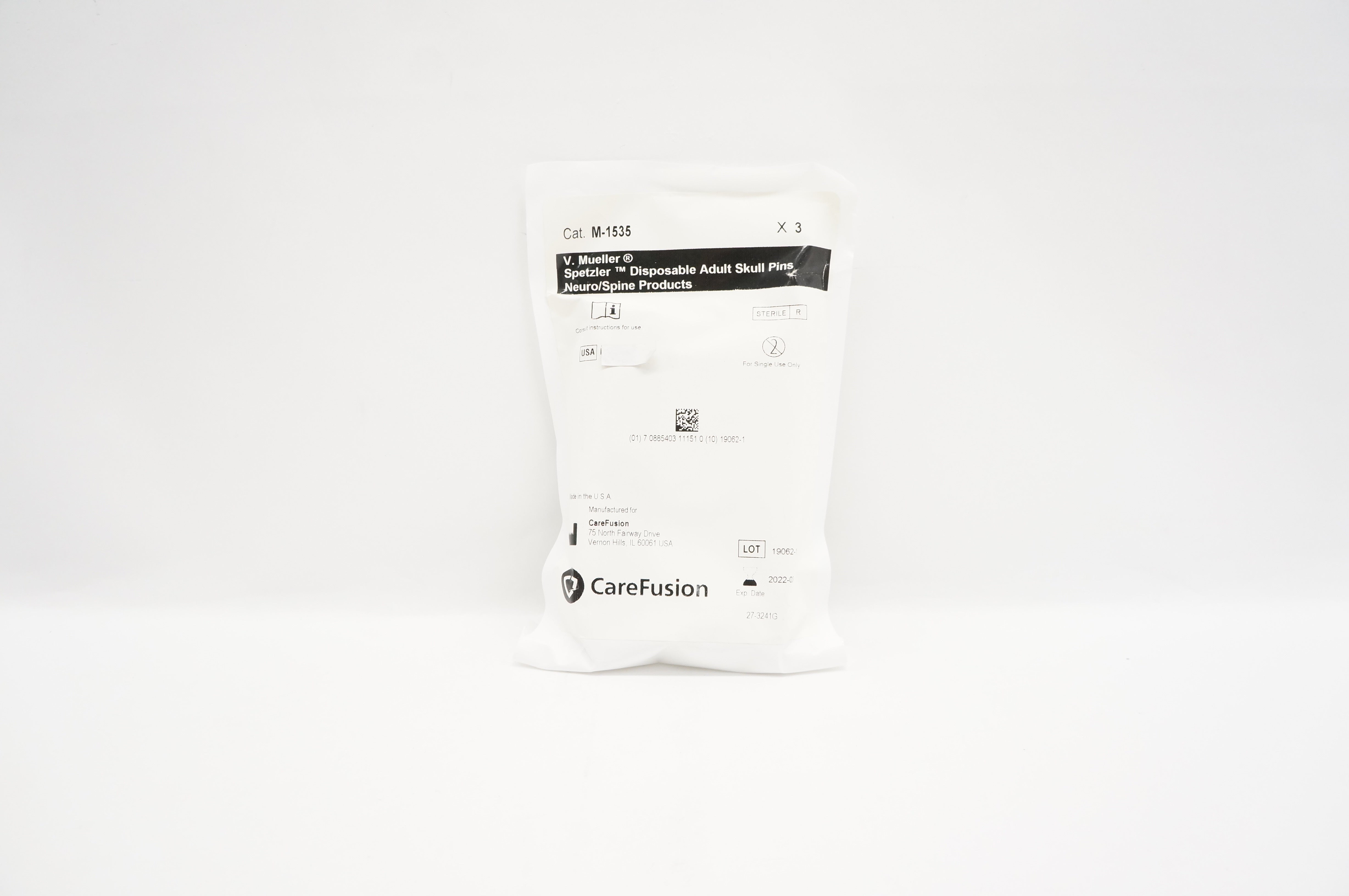 CareFusion M1535 V.Mueller Spetzler Disposable Adult Skull Pins Pack of 3