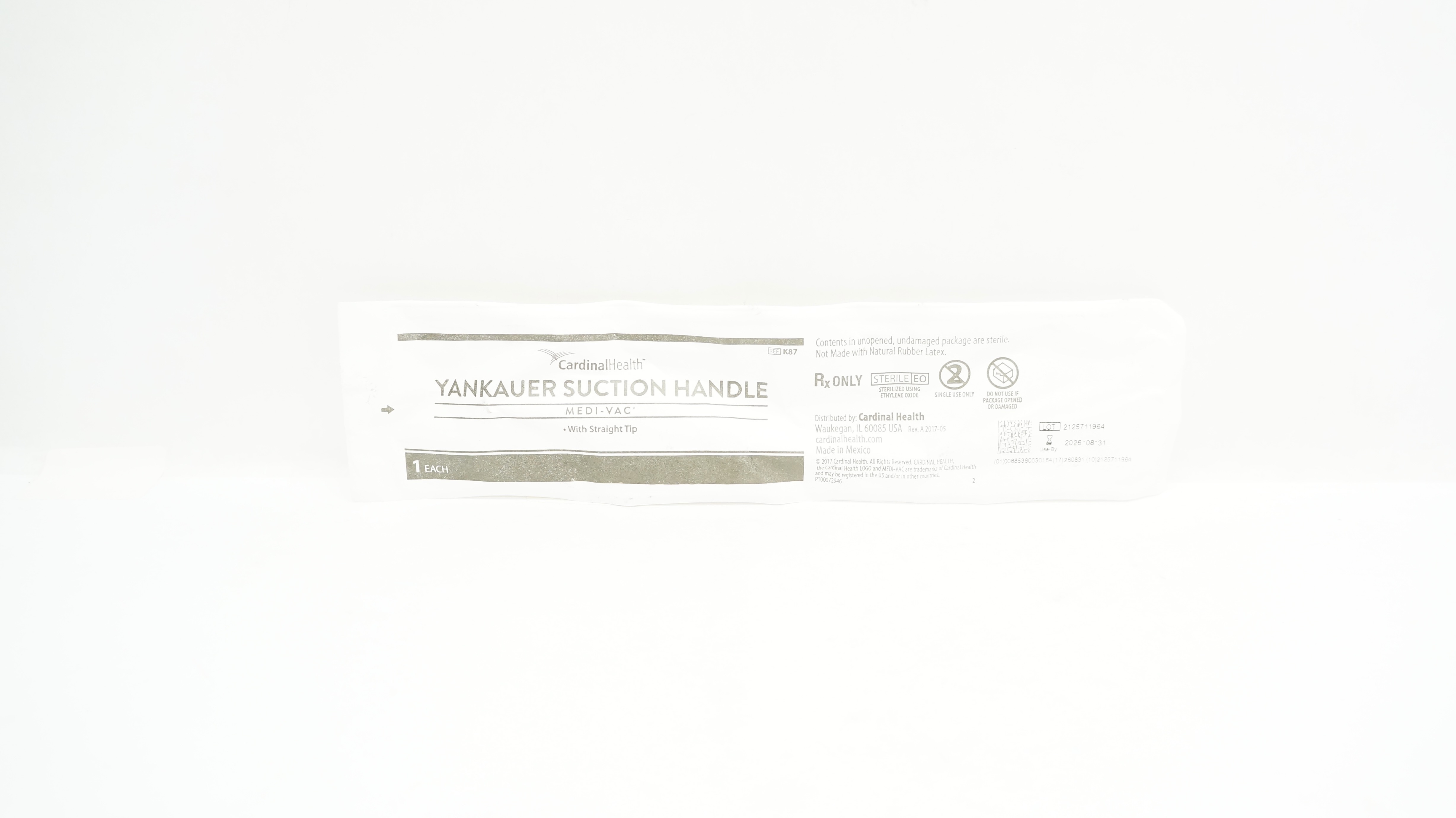 Cardinal Health K87 Medi-Vac Yankauer Suction Handle with Straight Tip