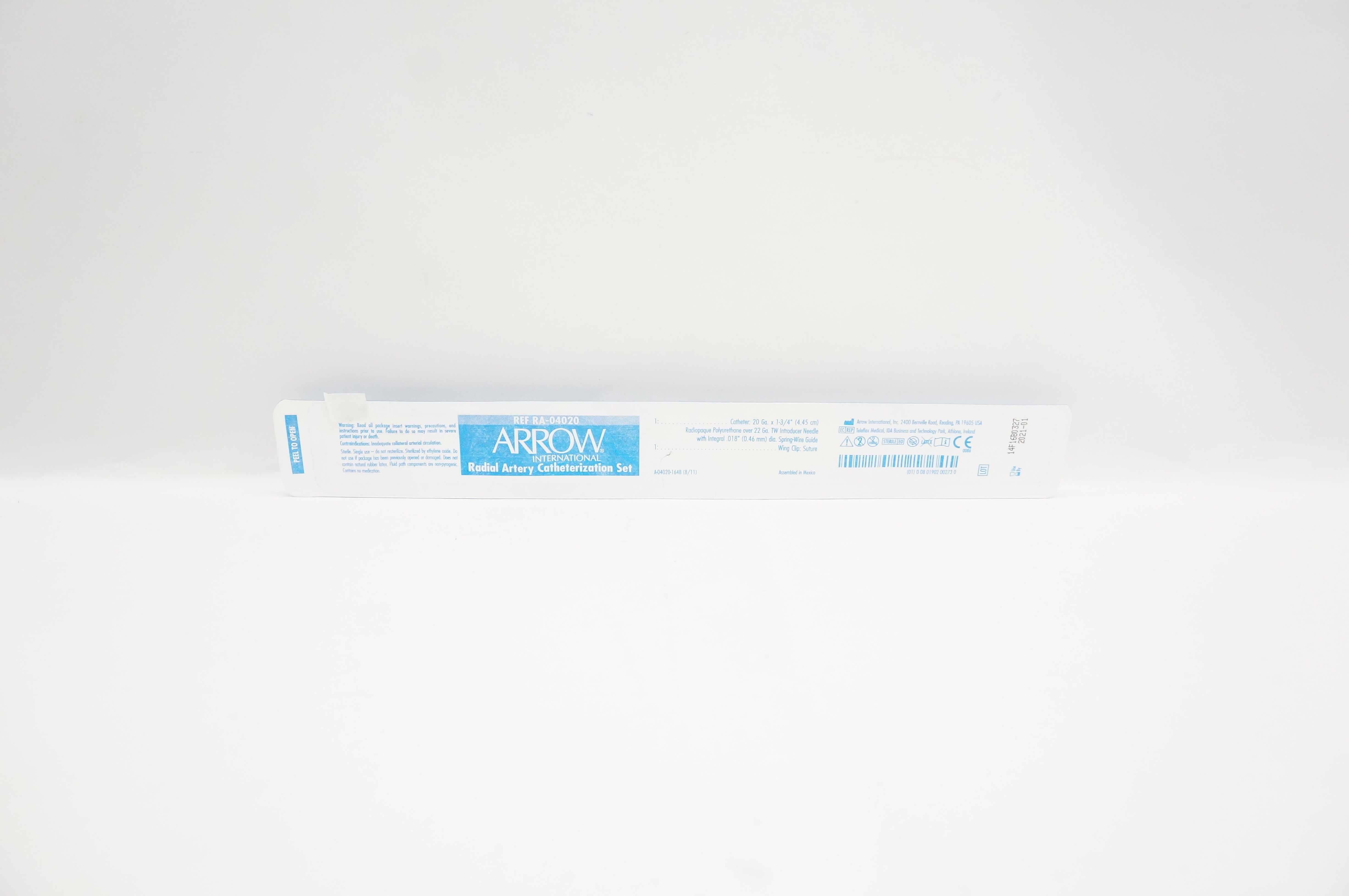 Arrow RA-04020 Radial Artery Catheterization Set 20Ga x 1 3/4inch