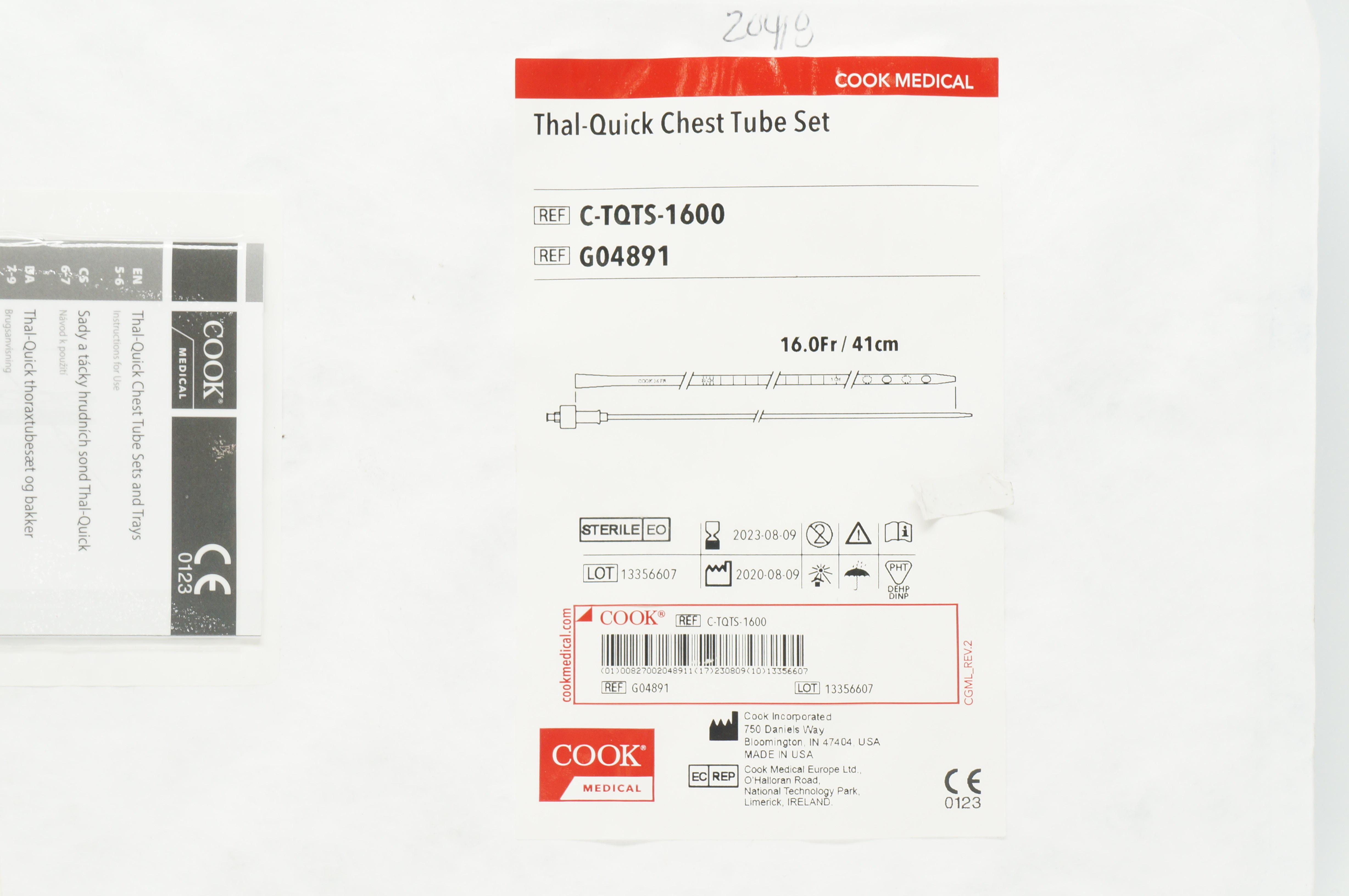 Cook Medical G04891 ThalQuick Chest Tube Set 16.0Fr