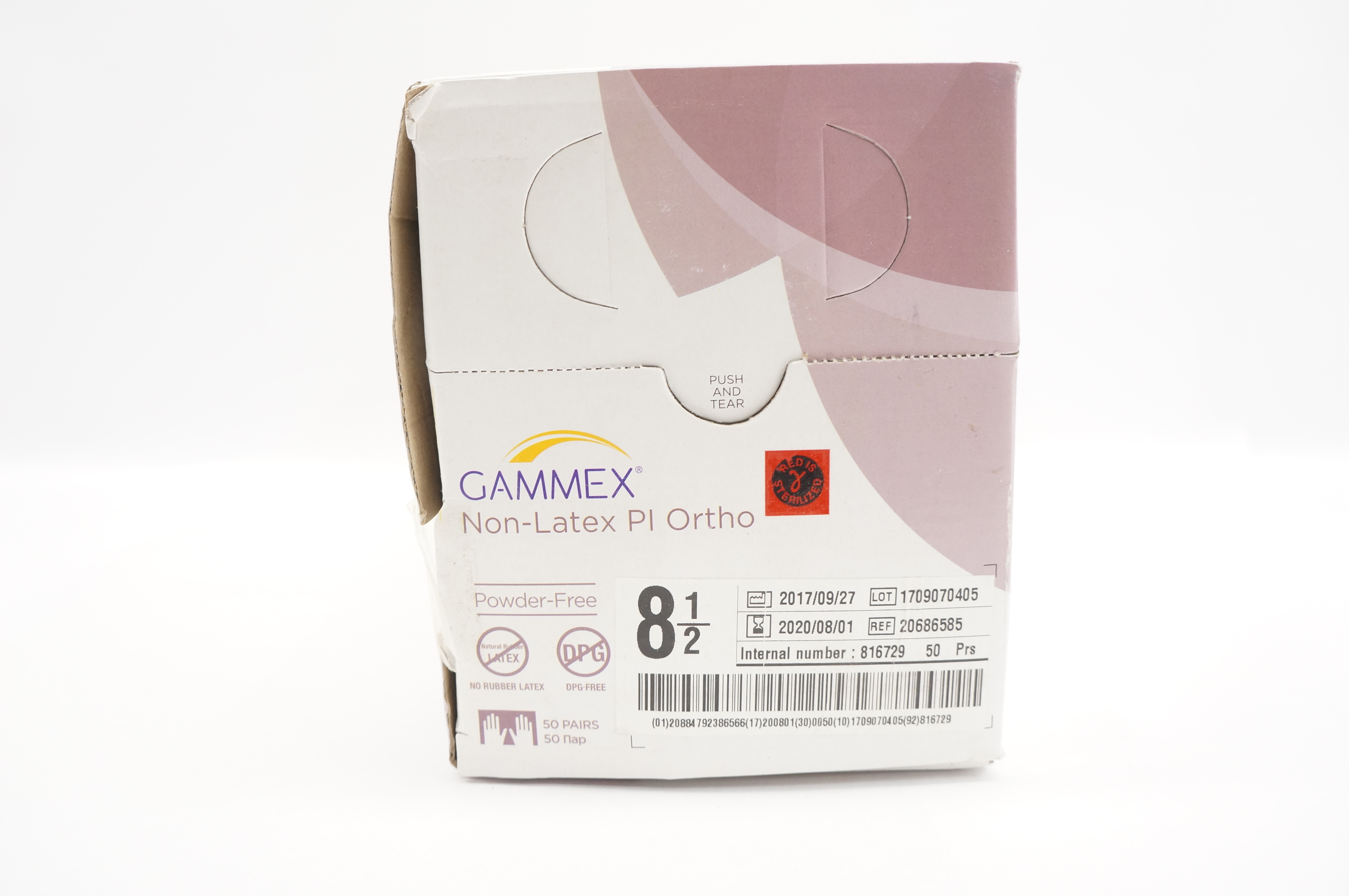 Ansell 20686585 GAMMEX Non-Latex Pl Ortho Gloves, Size 8 1/2 (x) - Box of 50