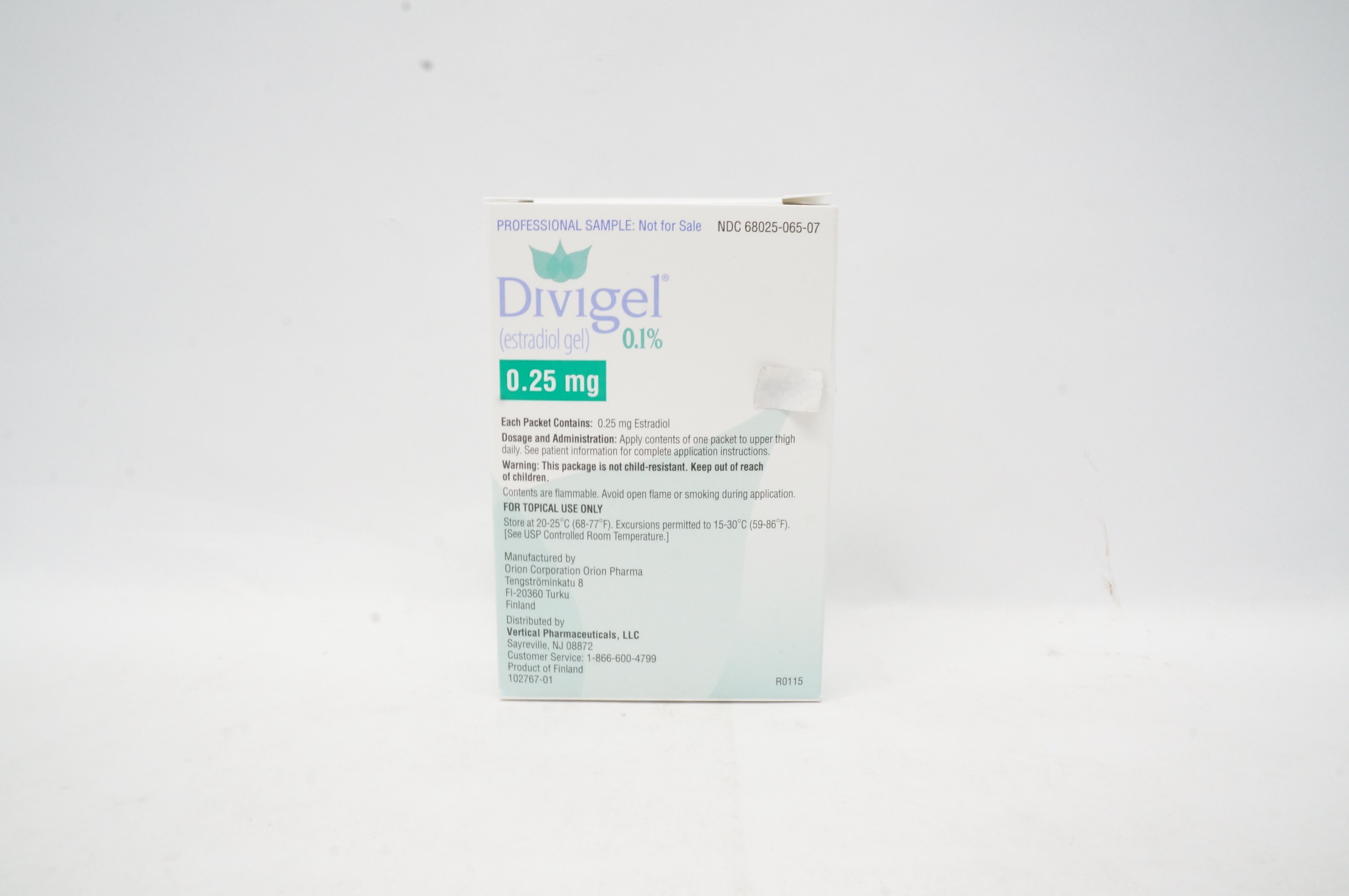 Fevigel Orion Pharma Divigel Estradiol Gel 0.1% 0.25mg (x) - Box of 7