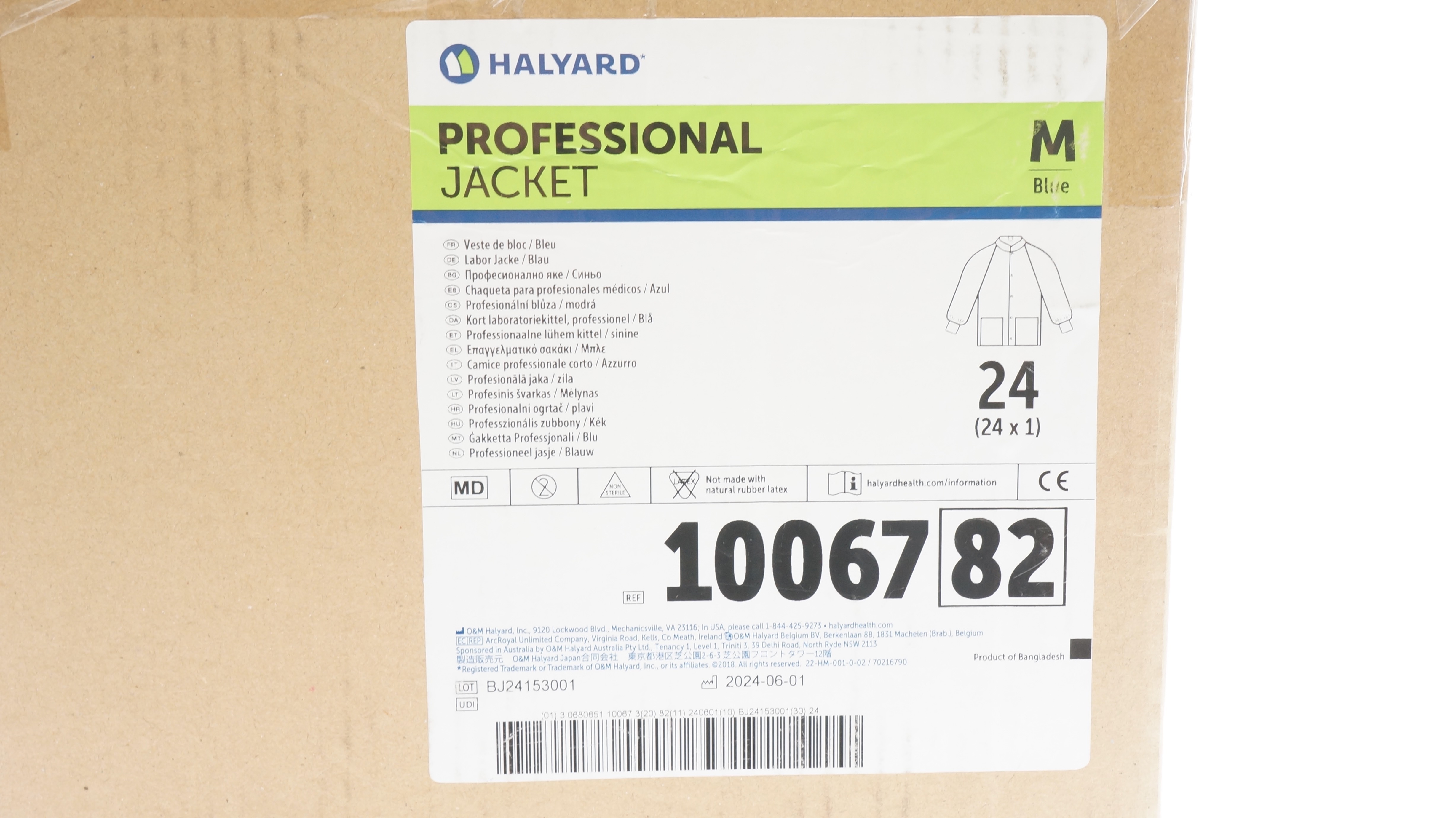 Halyard 10067 Professional Jacket Blue, Medium - Case of 24