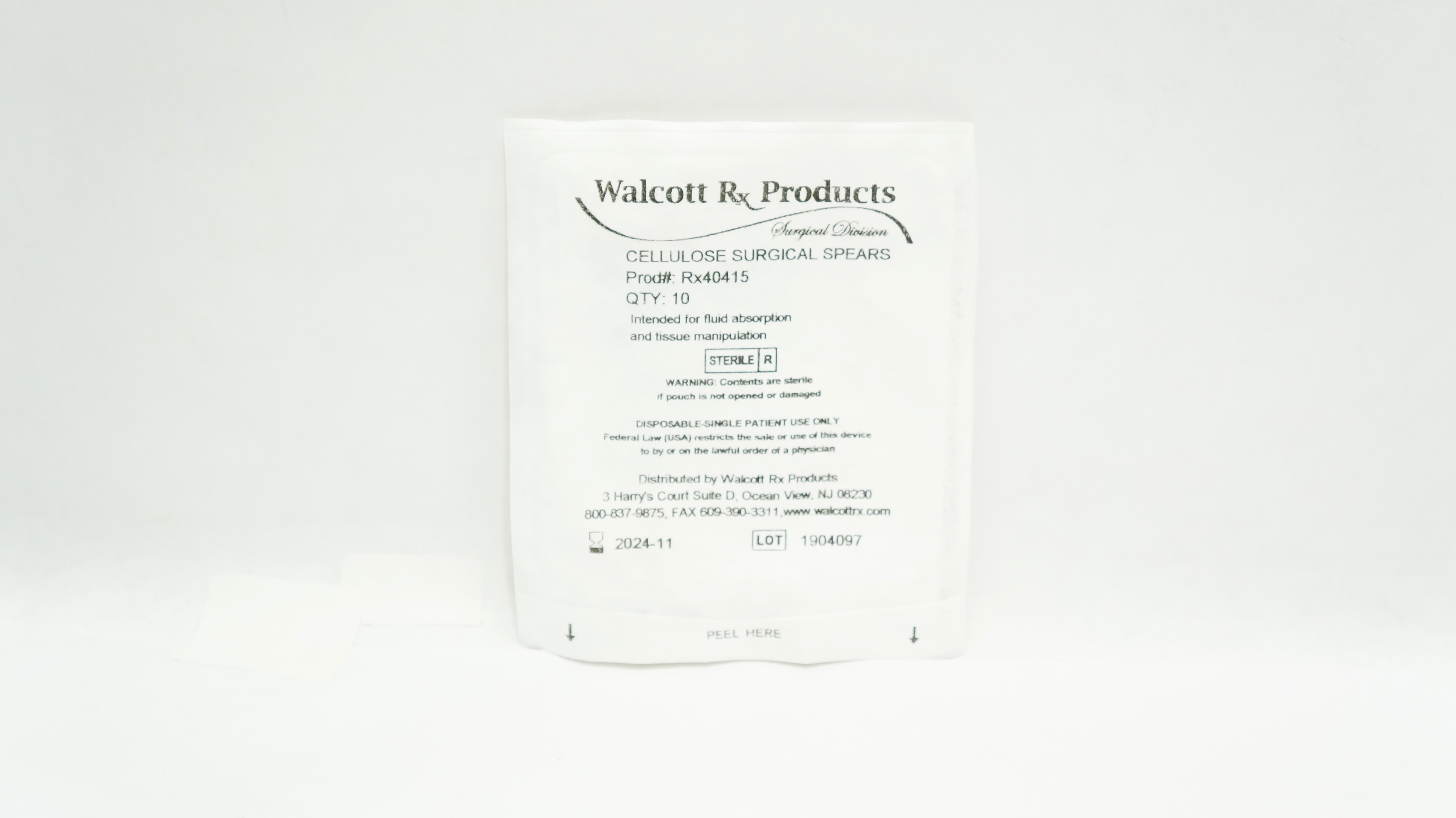 Walcott Rx Products Rx40415 Cellulose Surgical Spears - Pack of 10