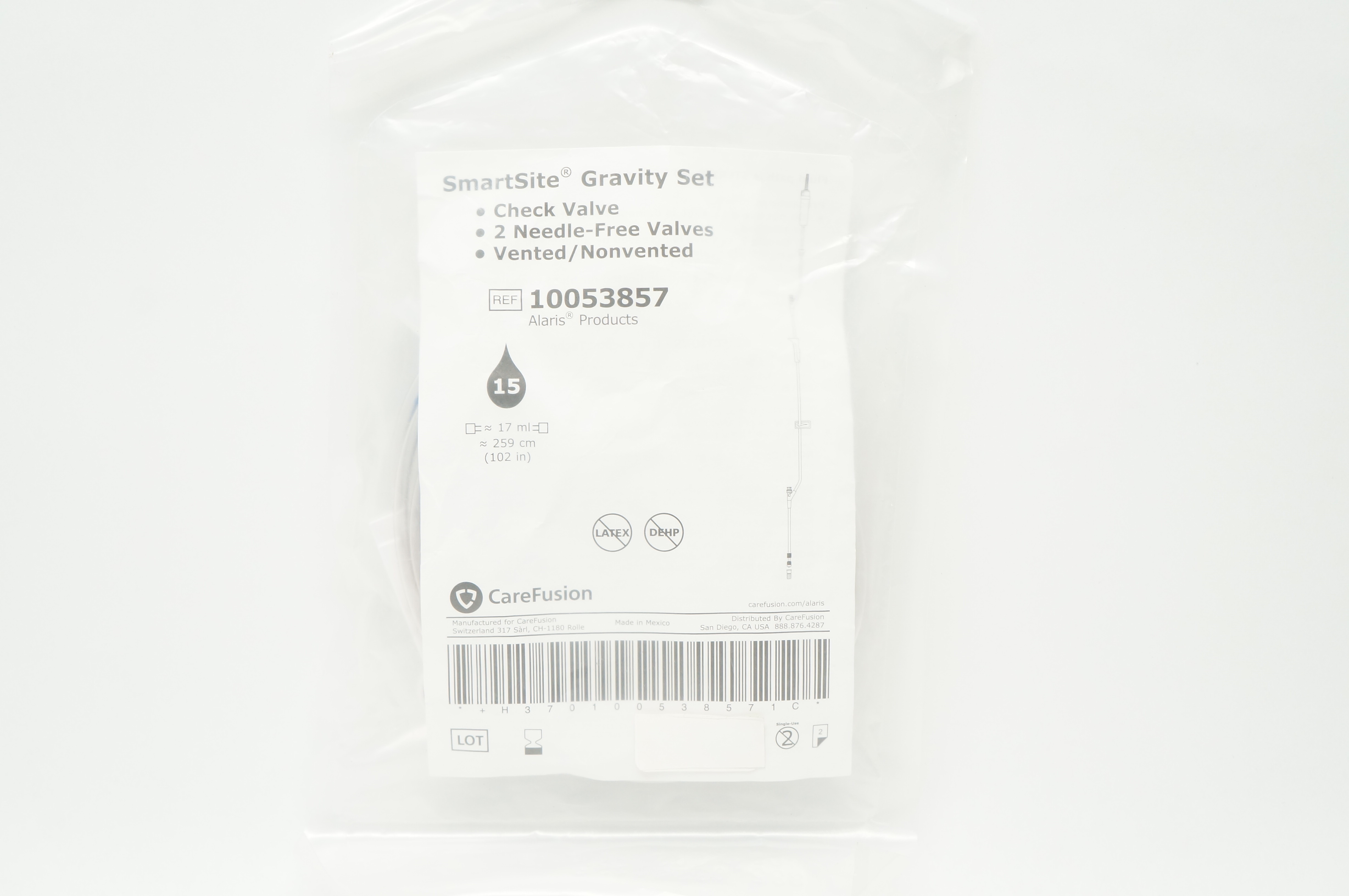 CareFusion 10053857 Alaris SmartSite Gravity Set 15 Drops 17ml x 102 inch (x)