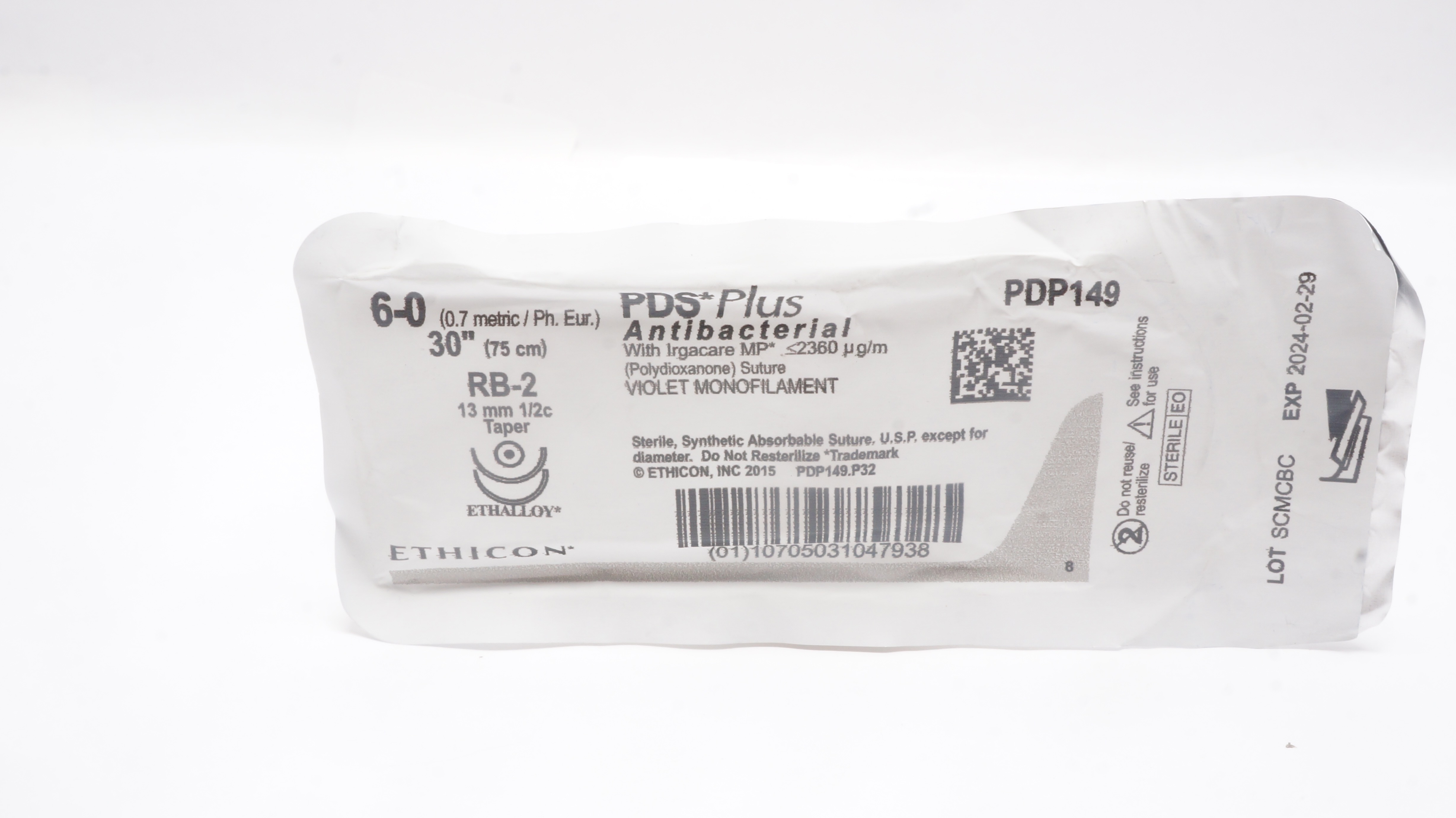 Ethicon PDP149 6-0 PDS Plus RB-2 13mm 1/2c Taper, 30inch