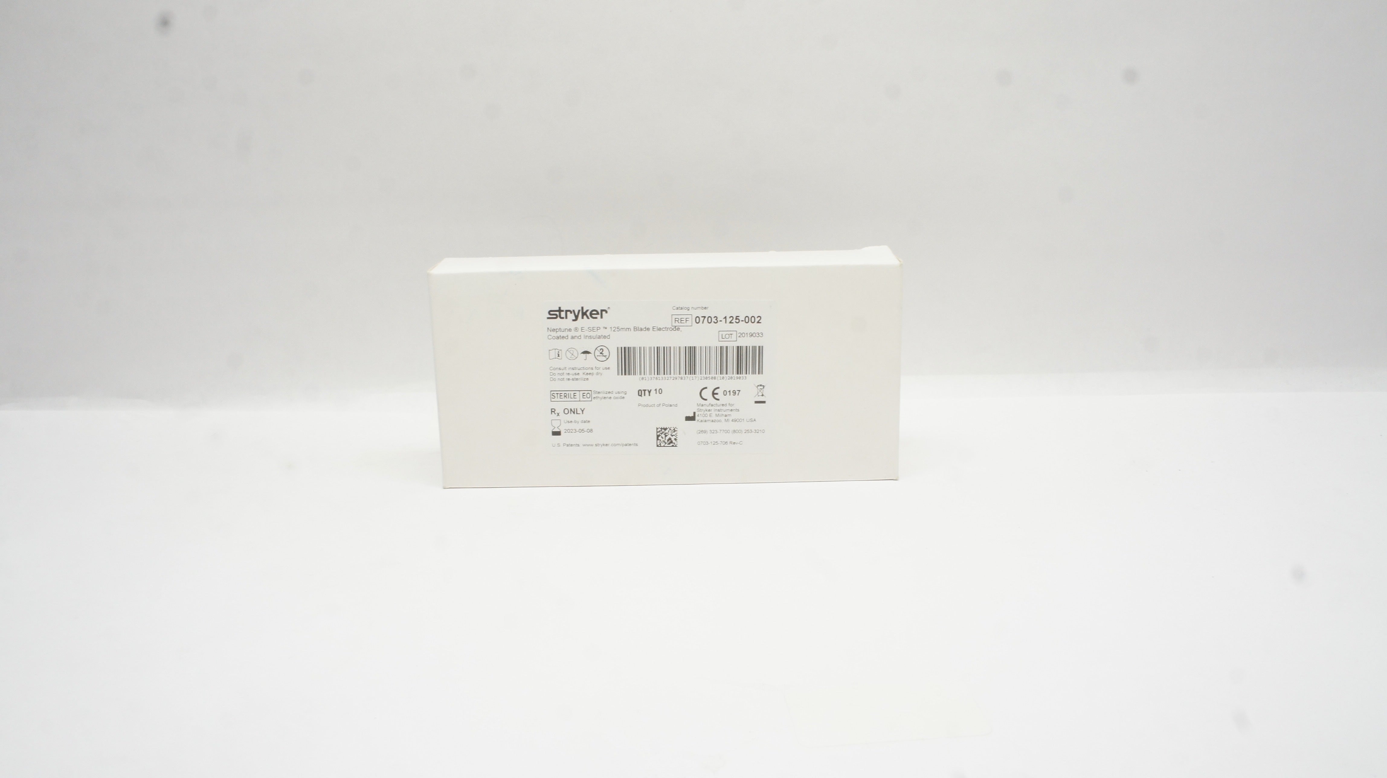 Stryker 0703-125-002 Neptune E-SEP 125mm Blade Electrode Coated - Box of 10