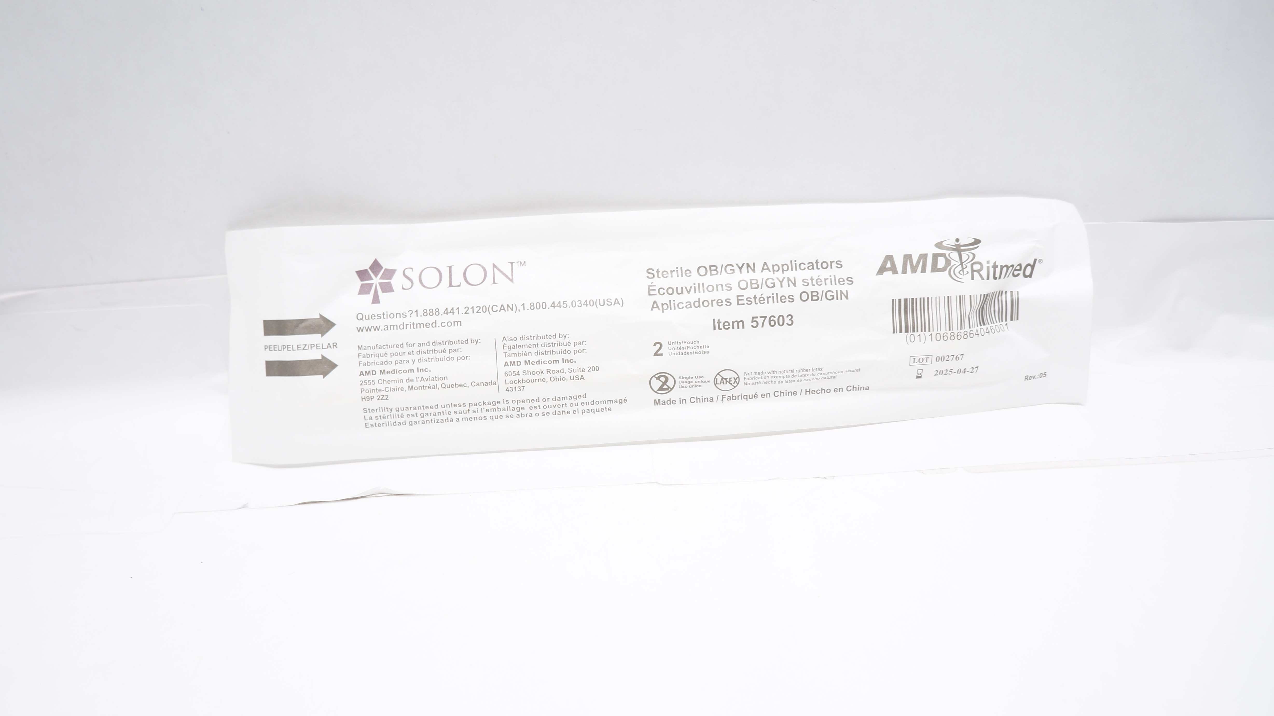 AMD Medicom 57603 Ritmed Solon Sterile OB/GYN Applicators - Pack of 2
