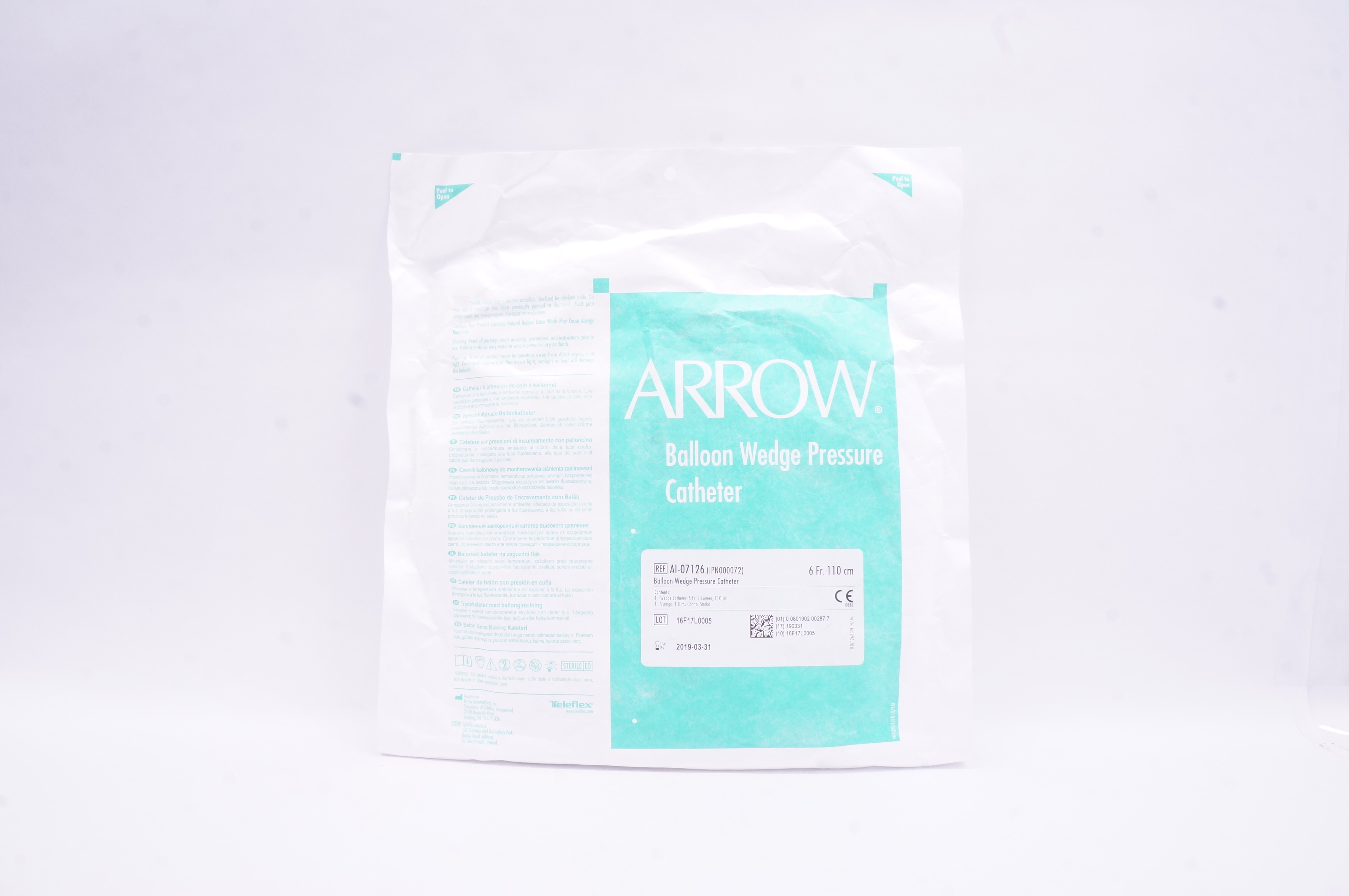 Arrow AI-07126 Balloon Wedge Pressure Cath 6Fr. 2-Lumen 110cm (x)