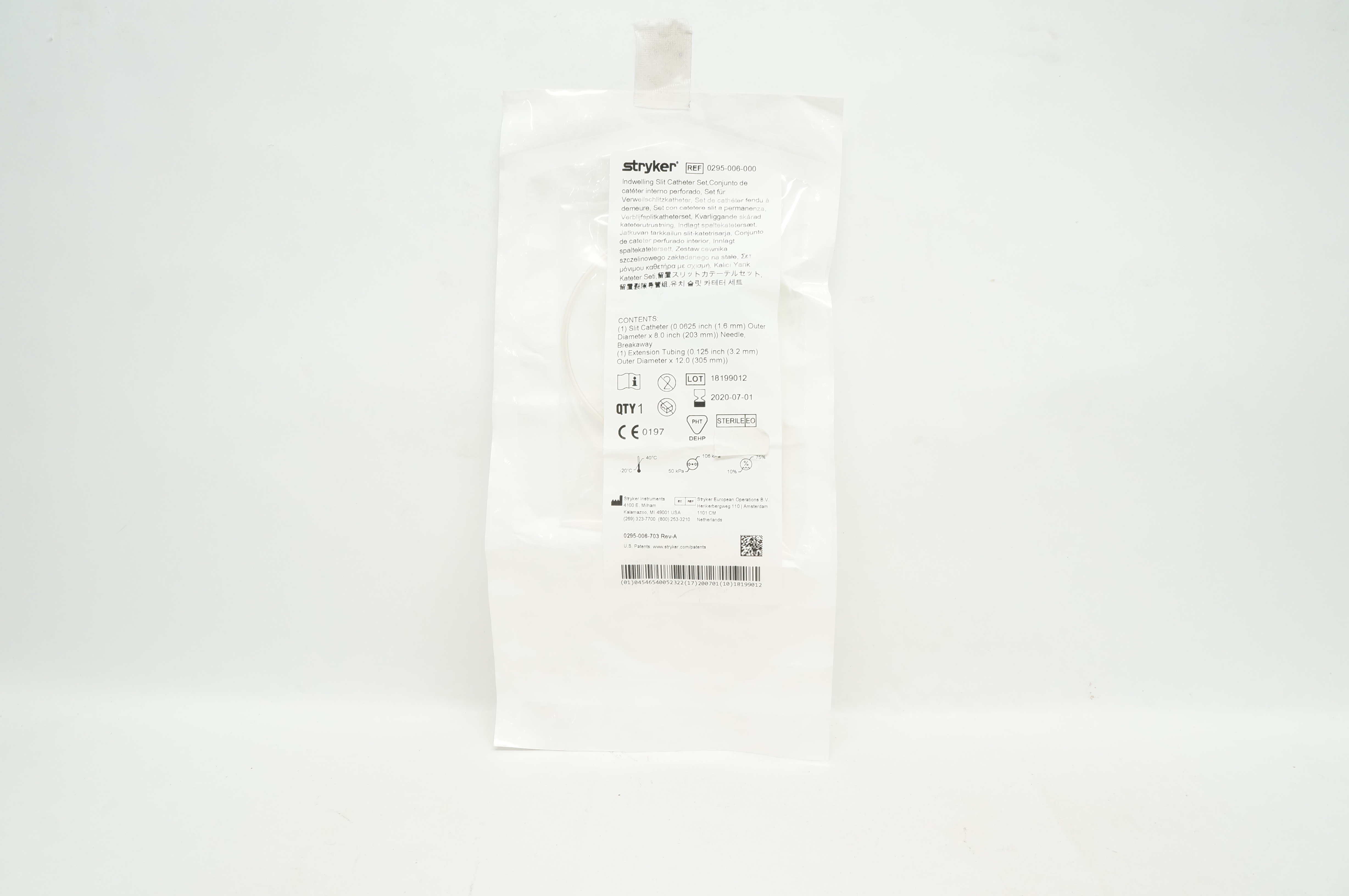 Stryker 0295-006-000 Indwelling Slit Cath. Set (x)