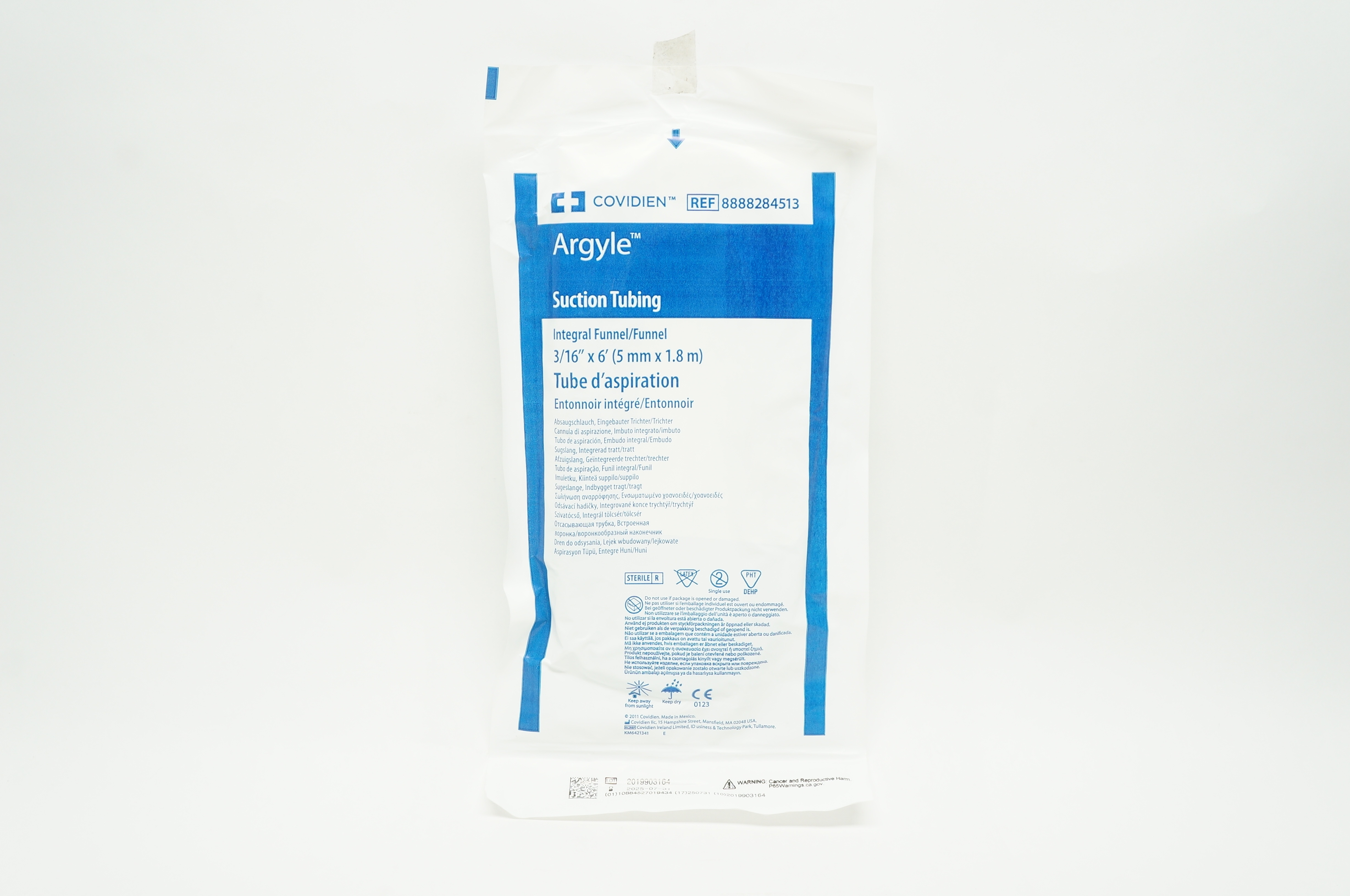 Covidien 8888284513 Argyle Suction Tubing, Integral Funnel/Funnel 3/16in x 6ft