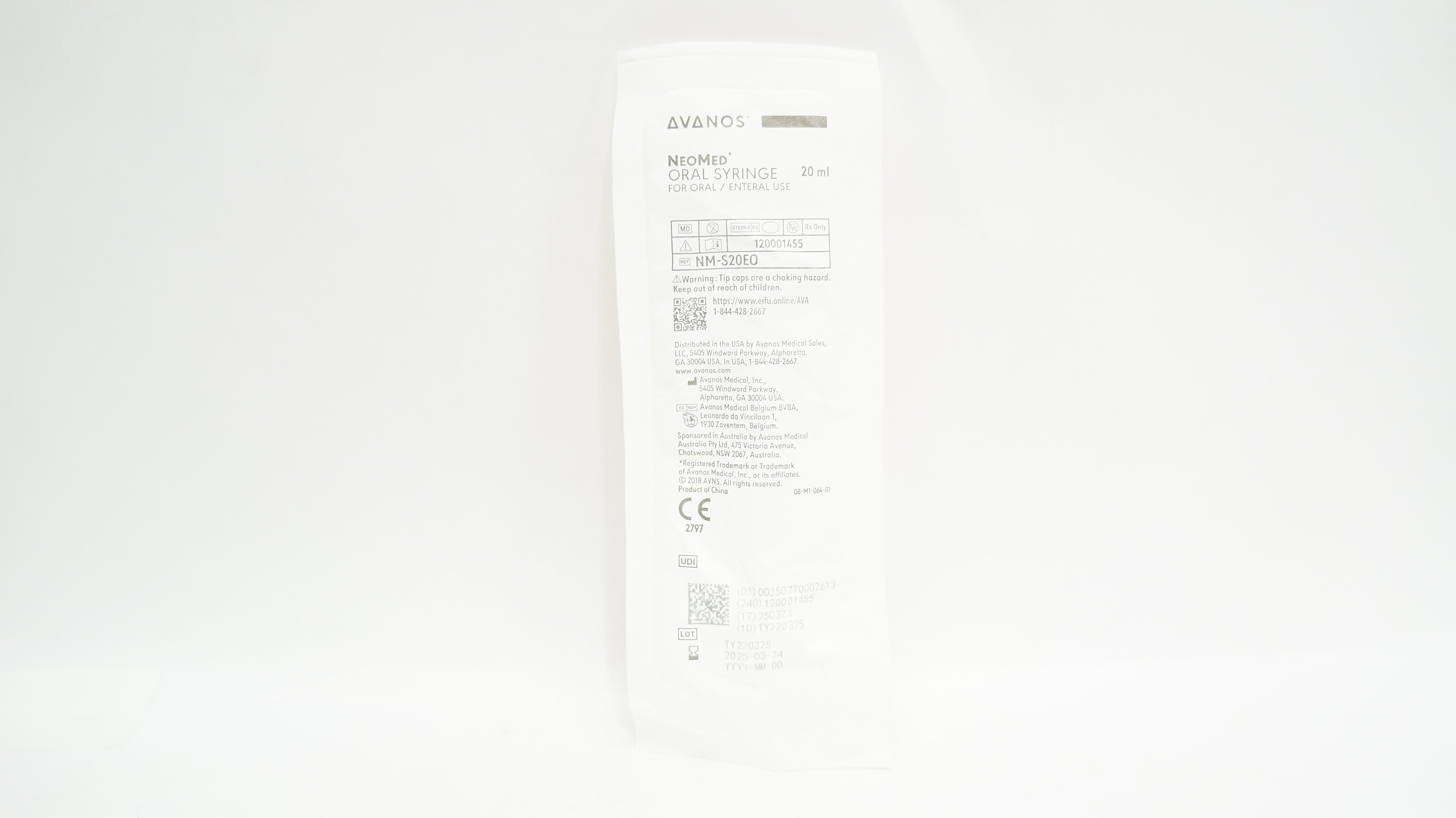 NeoMed NM-S20EO 20mL Oral Syringe for Oral / Enteral Use