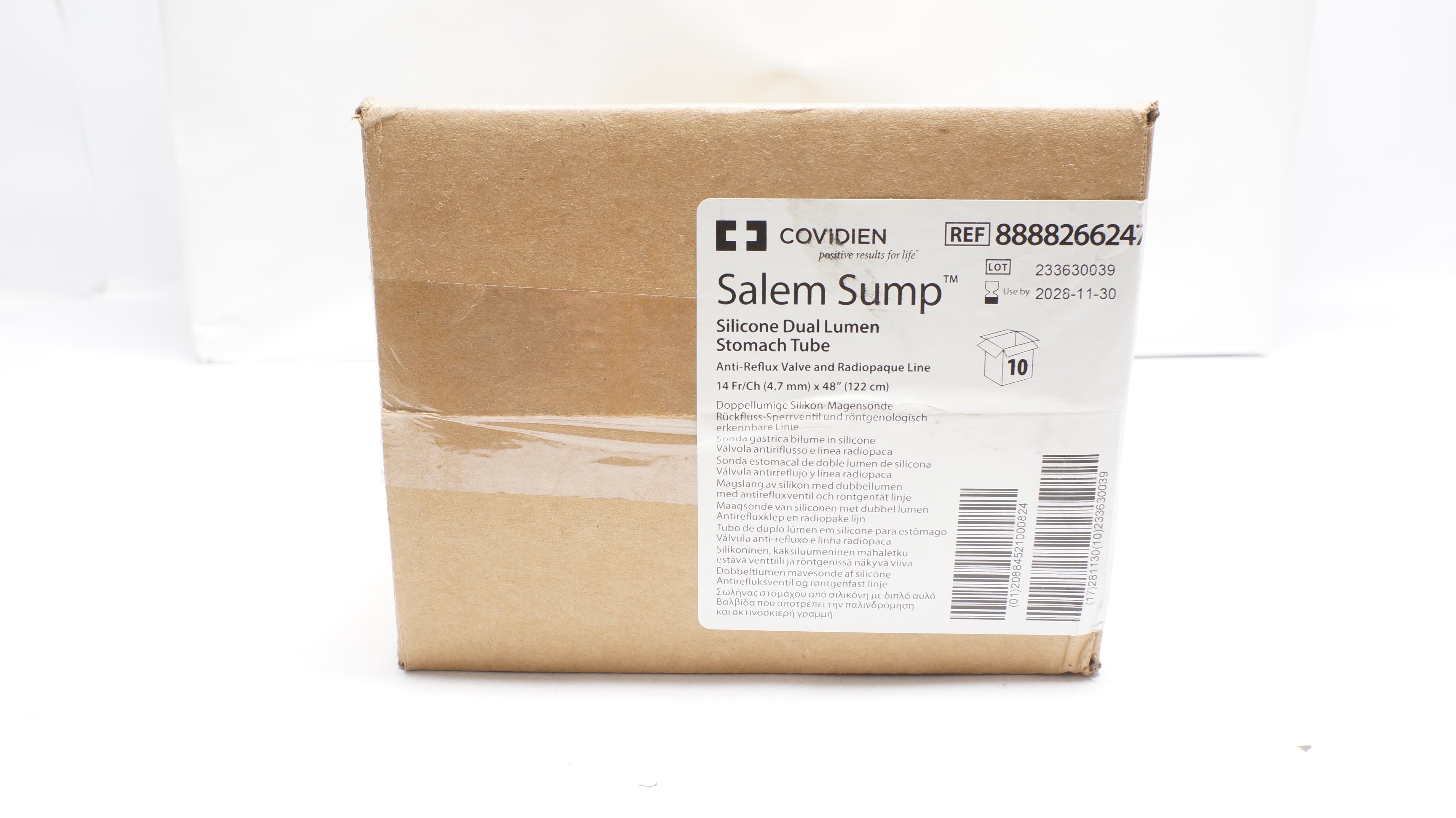 Covidien 8888266247 Salem Sump Silicone Dual Lumen Stomach Tube - Box of 10