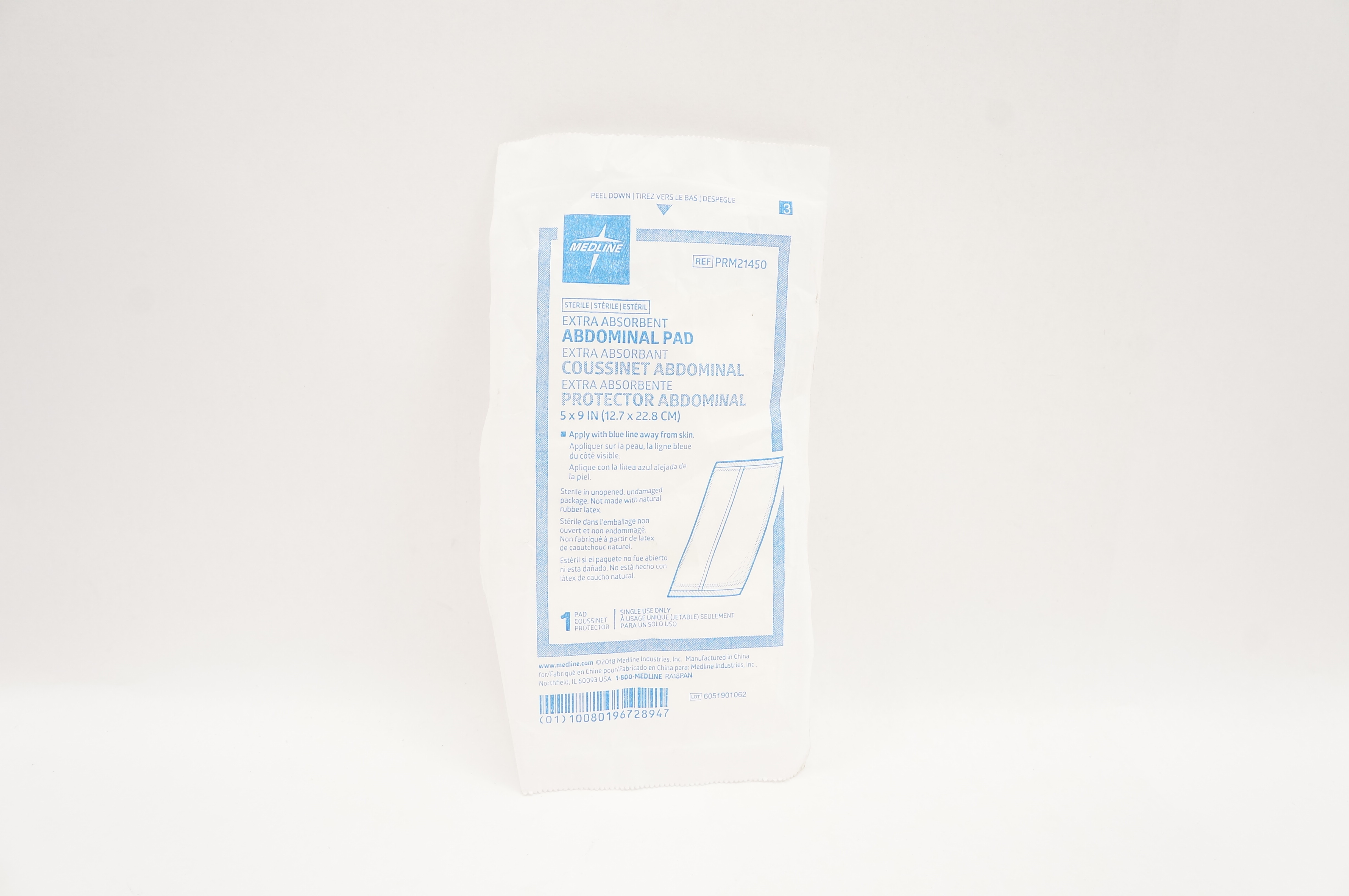 Medline PRM21450 Extra Absorbent Abdominal Pad 5inch x 9inch