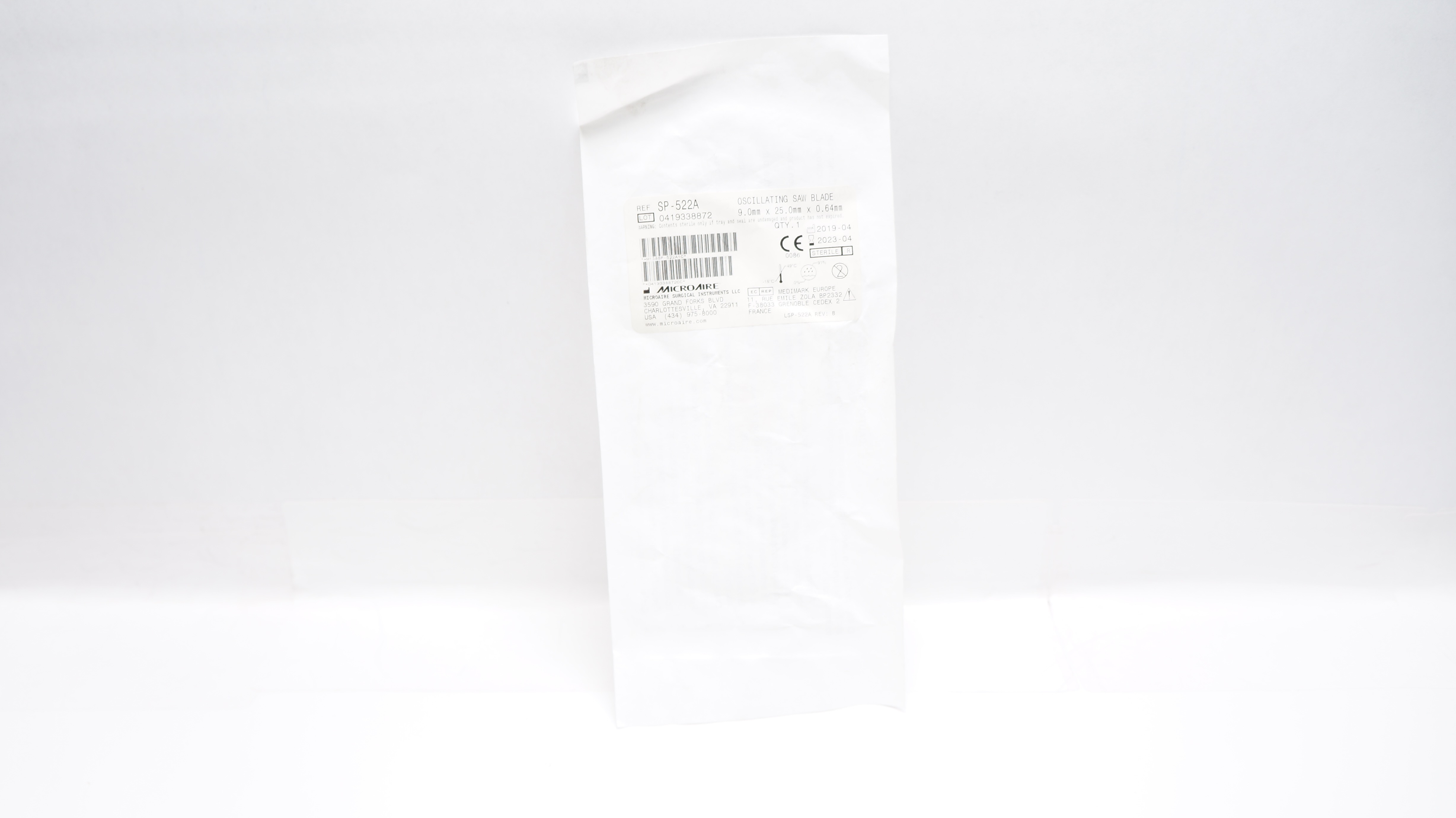 Microaire SP-522A Oscillating Saw Blade 9.0 x 25.0 x 0.64mm (x)
