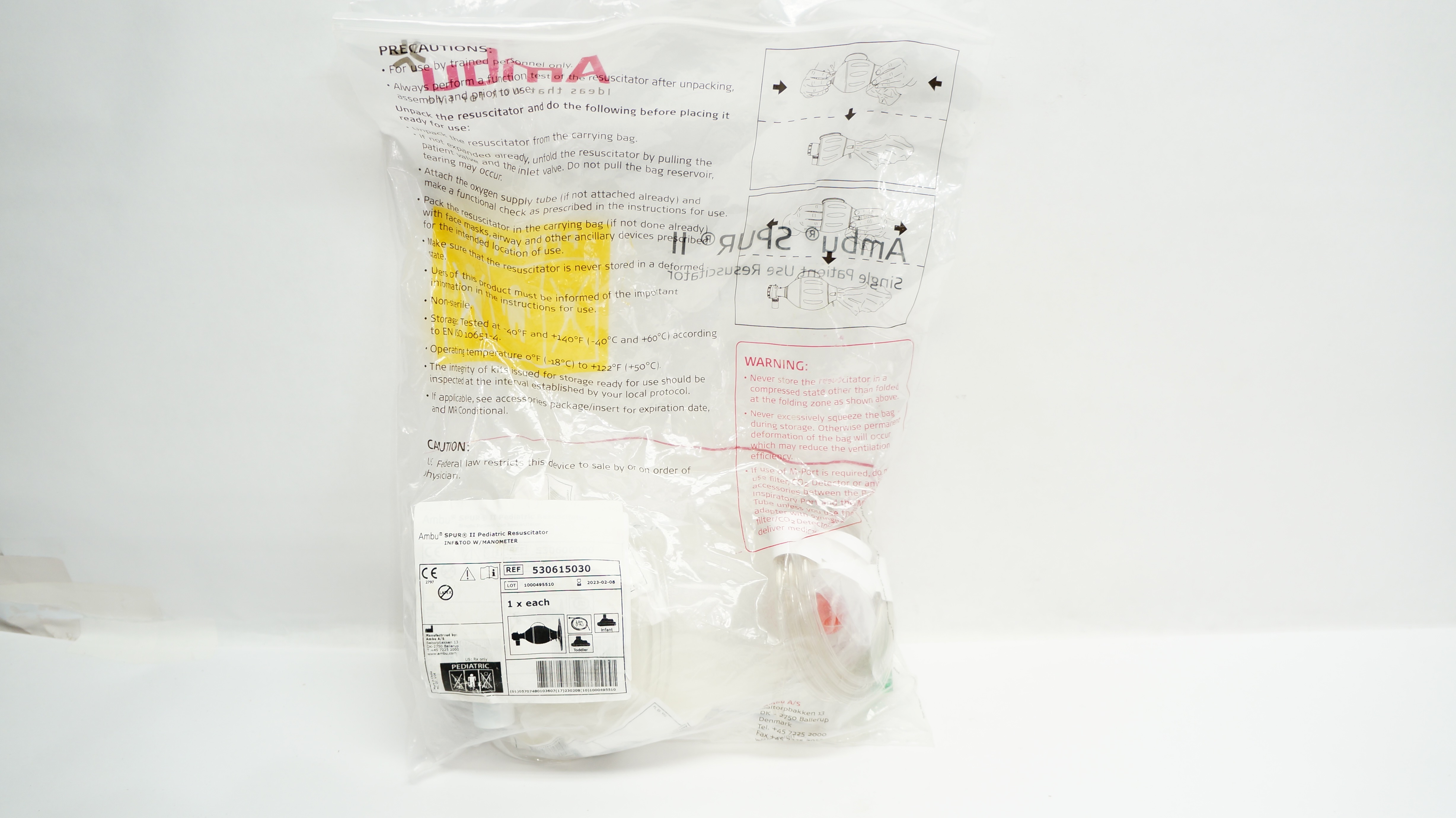 AMBU 530615030 SPUR II Pediatric Resuscitator Inf & Tod With Manometer (x)