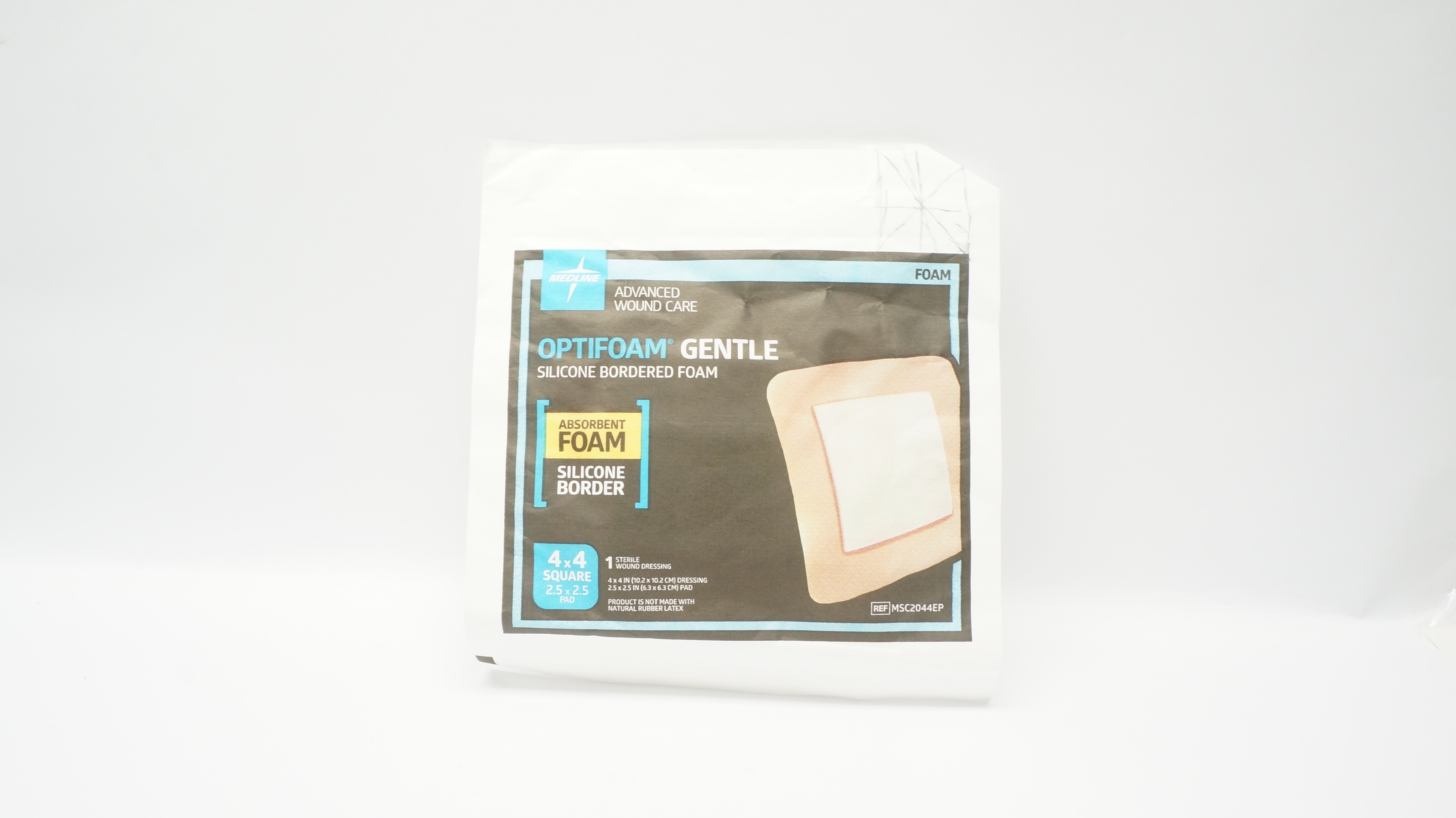 Medline MSC2044EP Optifoam Gentle Border Foam Dressing 4Inch x 4Inch