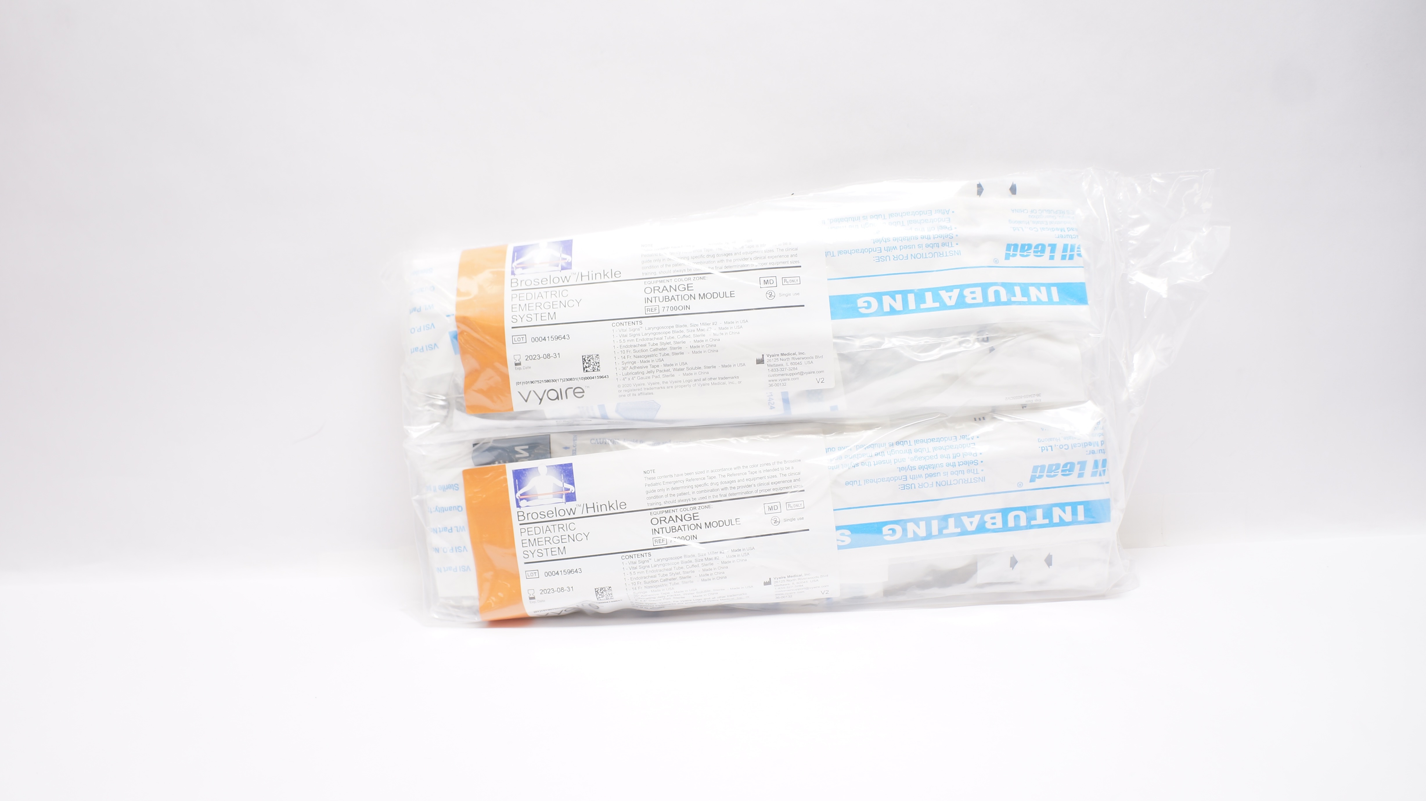 Vyaire 7700OIN Broselow/Hinkle Intubation Module, Orange (x) - Pack of 2
