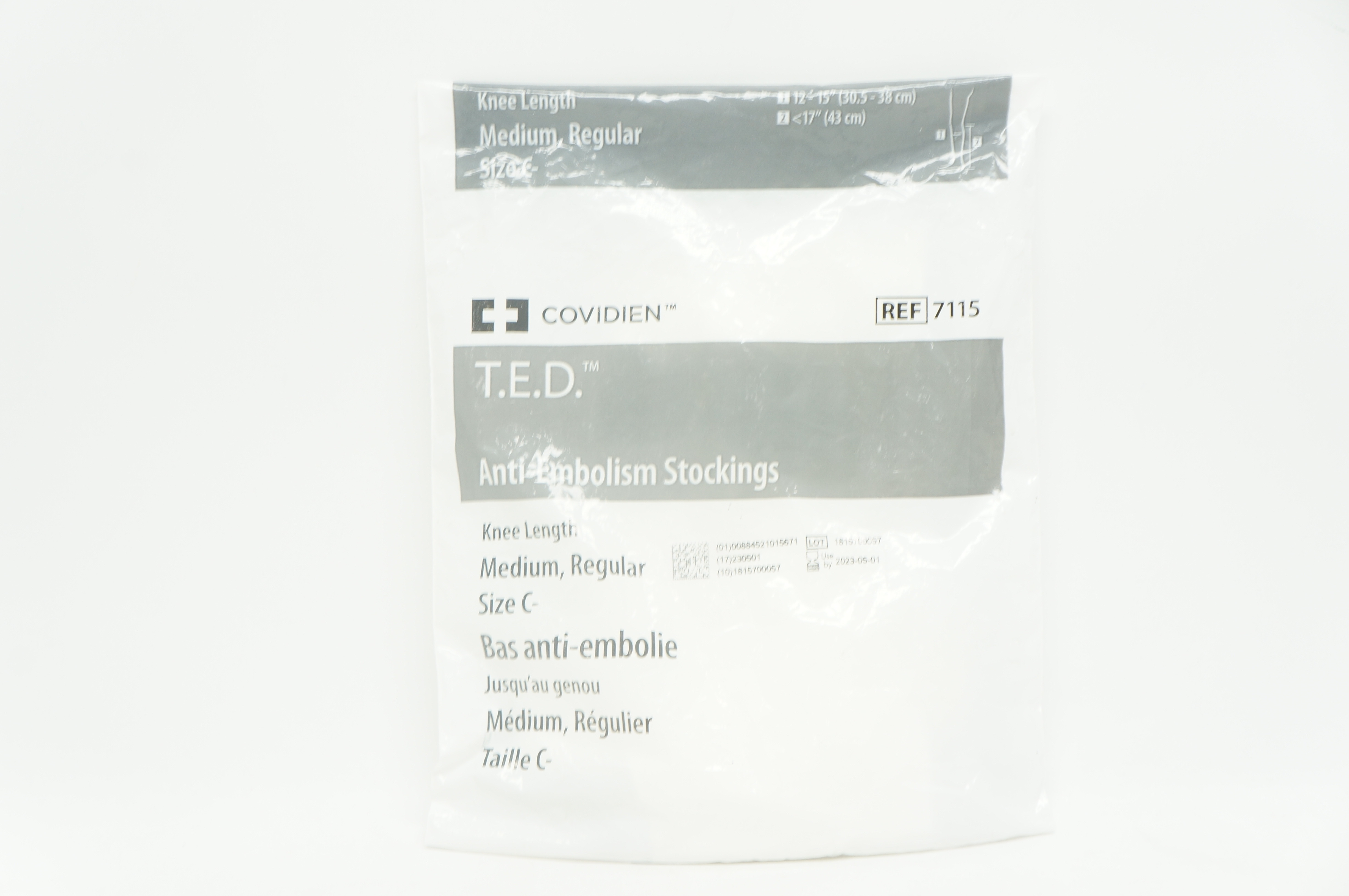 Covidien 7115 T.E.D. Anti-Embolism Stockings Knee Length, 12-15 inch, <17 inch