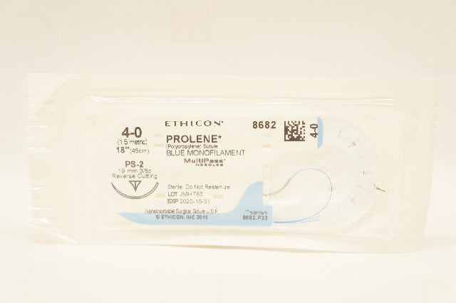 Ethicon 8682 4-0 PROLENE PolypropyleneStre PS-2 19mm 3/8c Reverse Cutting 18inch