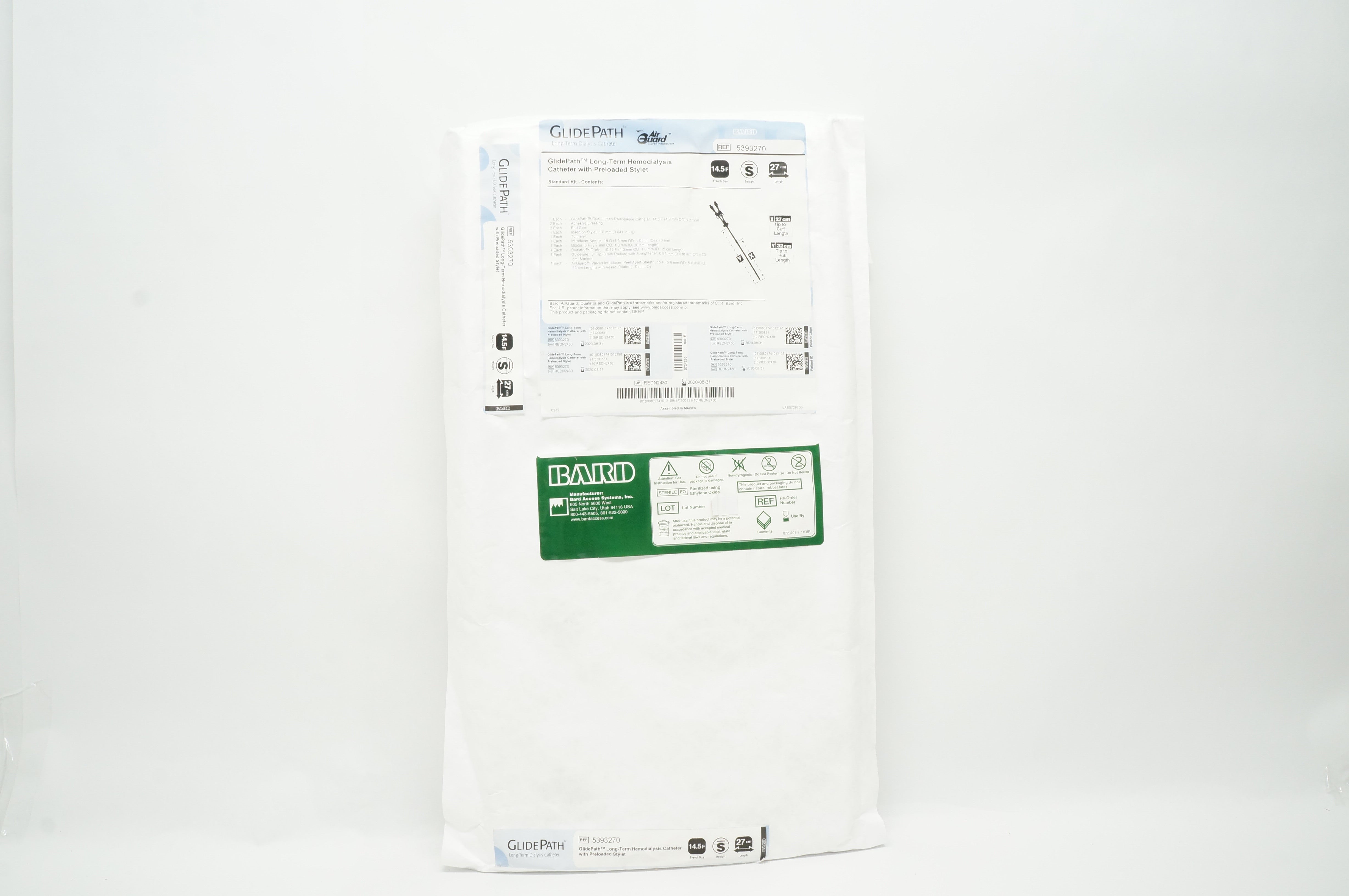 Bard 5393270 GlidePath Long-Term Hemodialysis Cath W/ Preloaded Stylet 14.5F (x)
